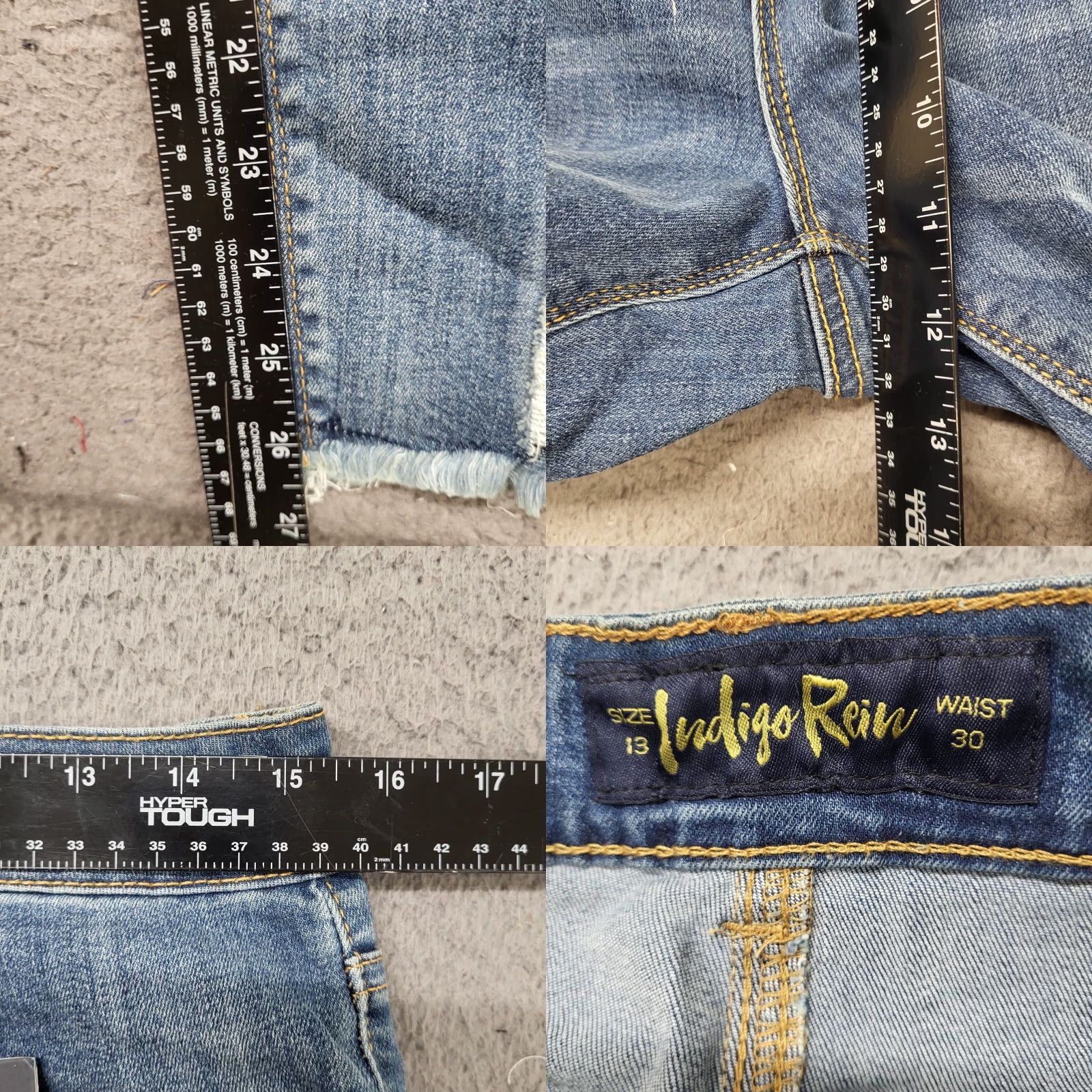 Vintage Indigo Rein Jeans Women's 13/30 Med Blue Wash Distressed High Rise Crop 5-Pocket Jeans Slim Boys/Girls Men? Size 34" / US 12 / IT 48 - 8 Thumbnail
