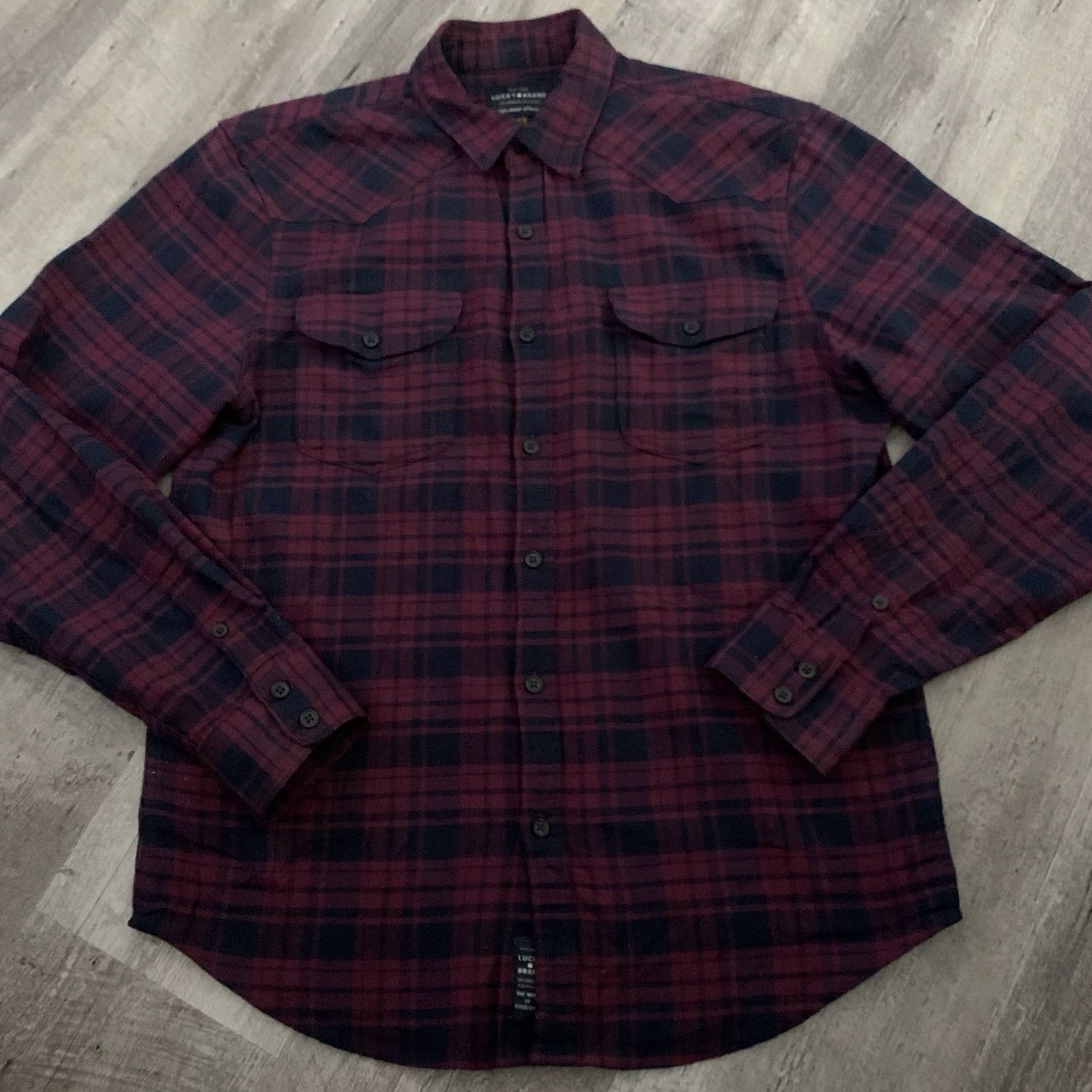 Lucky Brand LUCKY Brand Flannel Shirt Mens M Plaid Classic Fit Long Sleeve Button-Up Pockets Purple Size US M / EU 48-50 / 2 - 5 Thumbnail