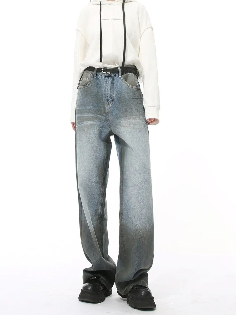 Retro loose dirty dyed high street jeans