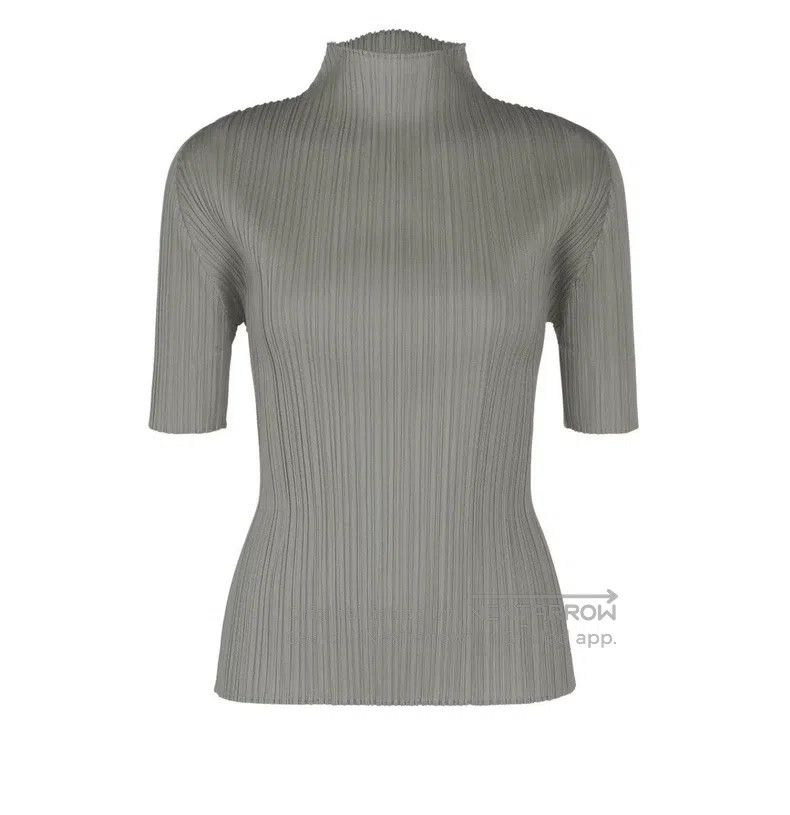 Issey Miyake Issey Miyake Dark Gray Turtleneck Short Sleeve Top Size L / US 10 / IT 46 - 1 Thumbnail