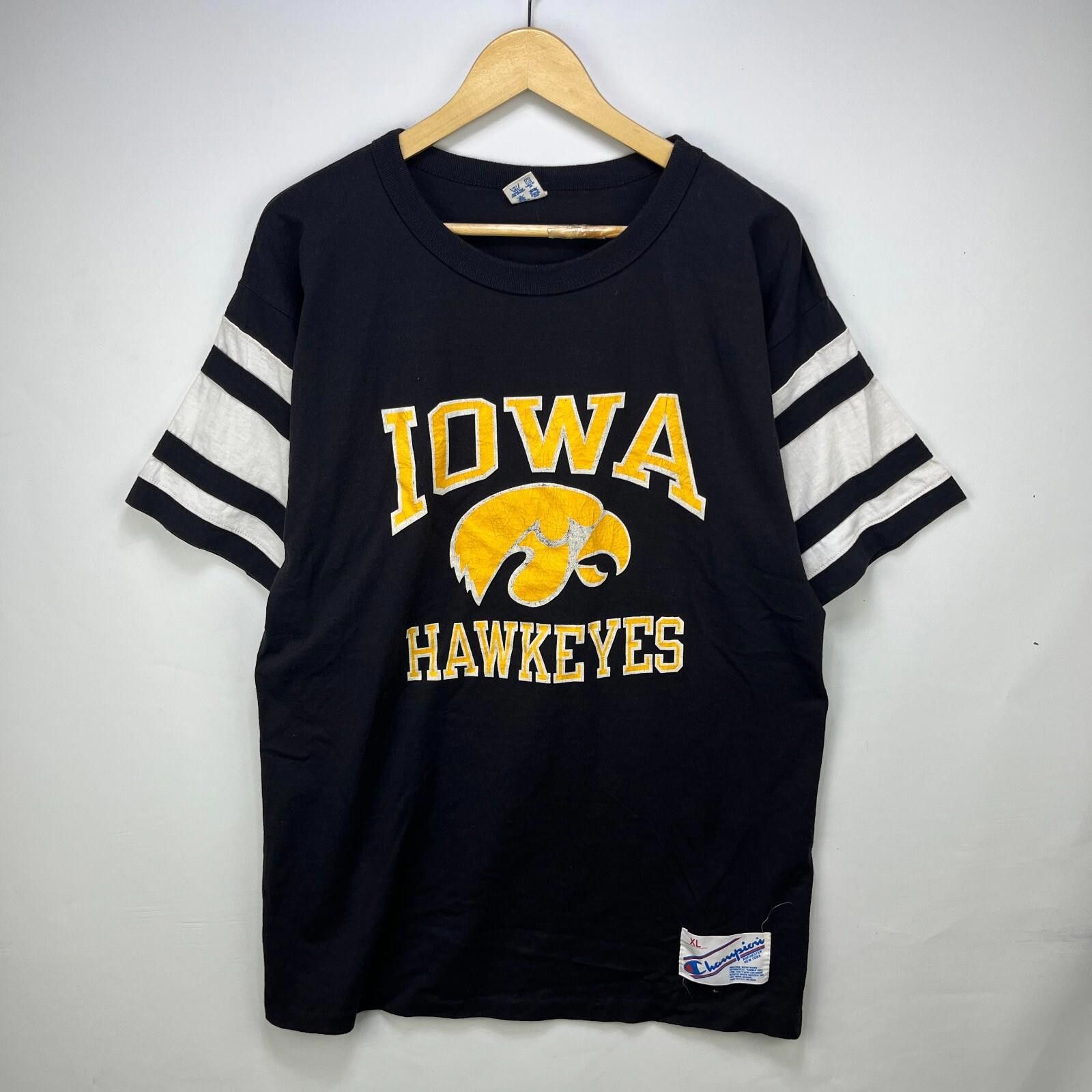 Champion Vintage 80s Champion Iowa Hawkeyes T Shirt XL Black Gold Size ONE SIZE - 1 Thumbnail