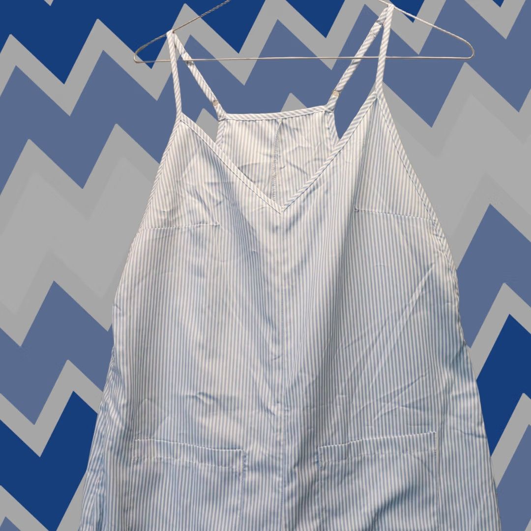 Shein Shein Romper Womens Large One-Piece Sleeveless Blue Striped Stretch Size 36" / US 14 / IT 50 - 1 Thumbnail