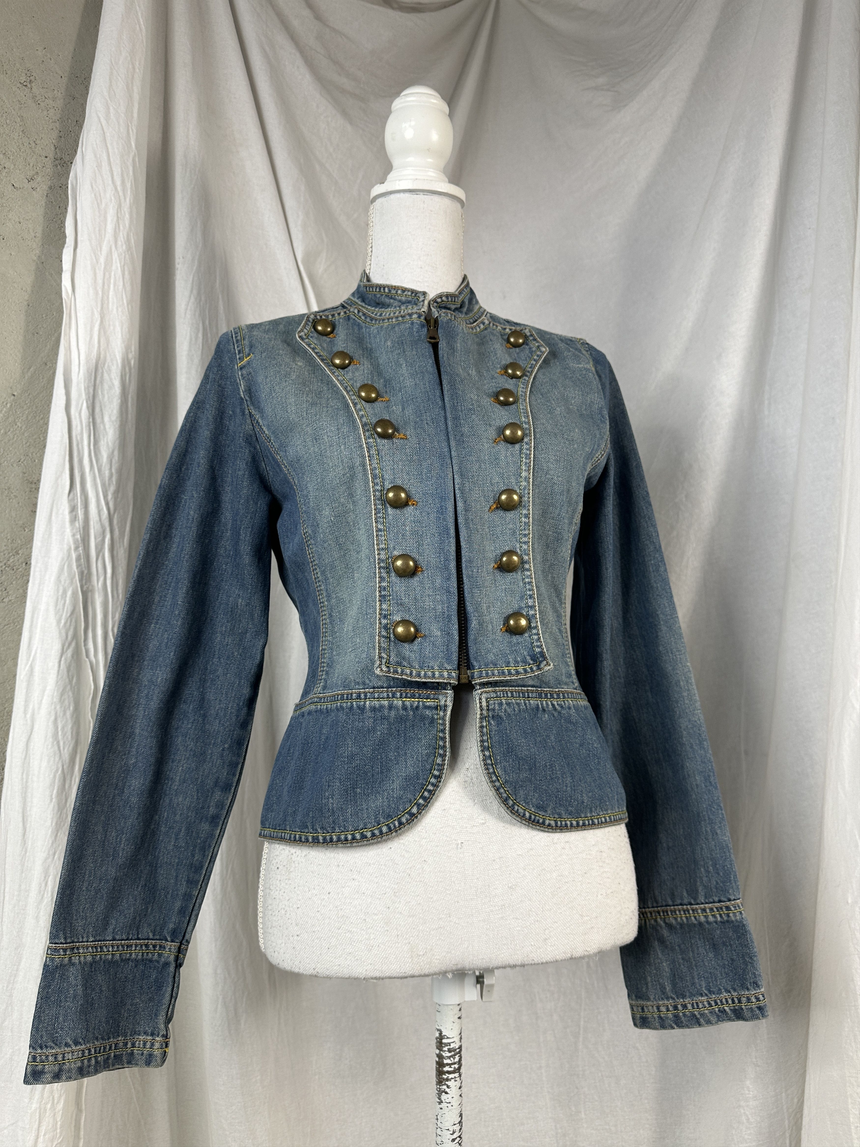 Vintage Vintage Denim Officer Military Styled 00S Jeans Jacket Size M / US 6-8 / IT 42-44 - 1 Thumbnail