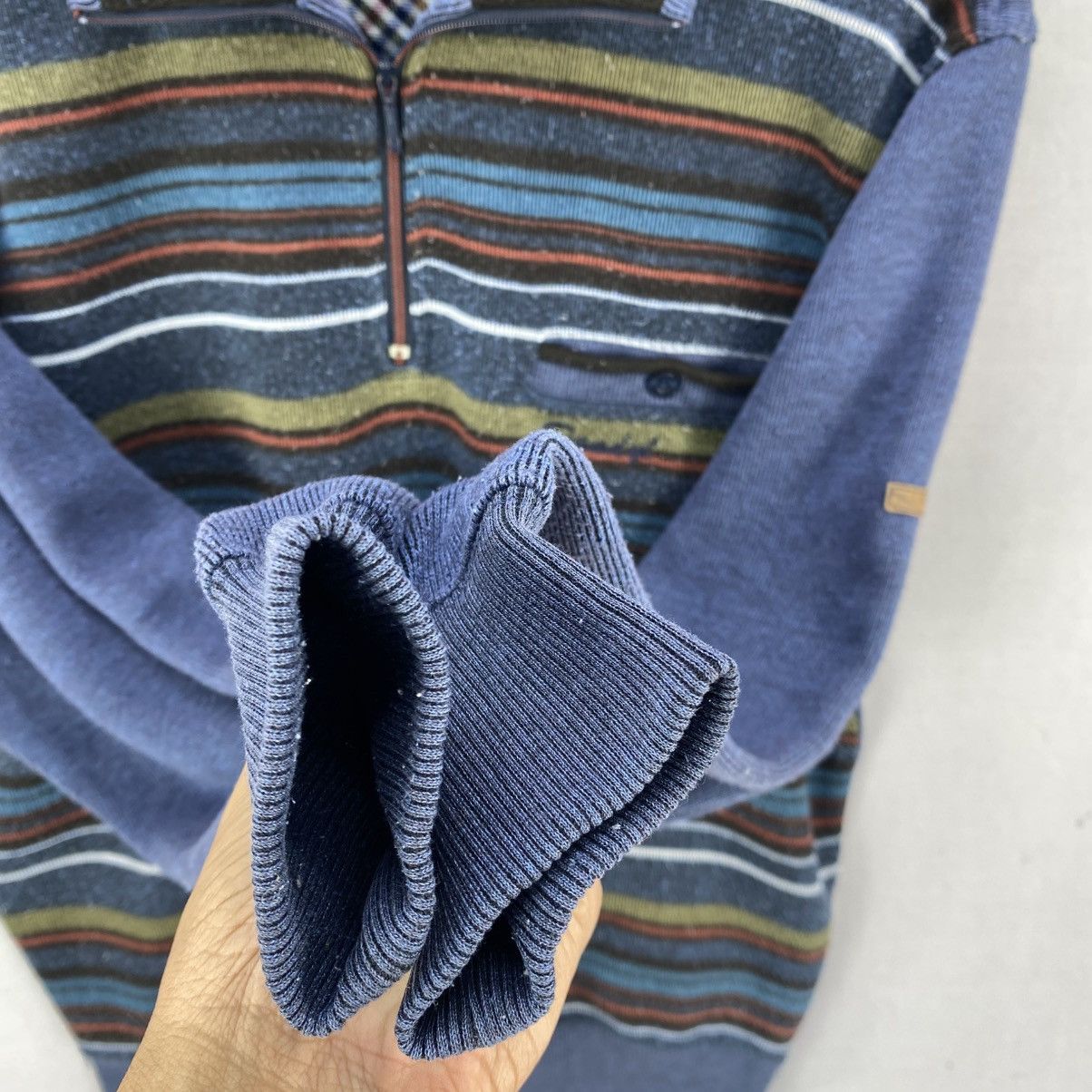Japanese Brand Vintage Dandyl Striped Half-Zip Knit Sweater Pullover Size US M / EU 48-50 / 2 - 10 Thumbnail