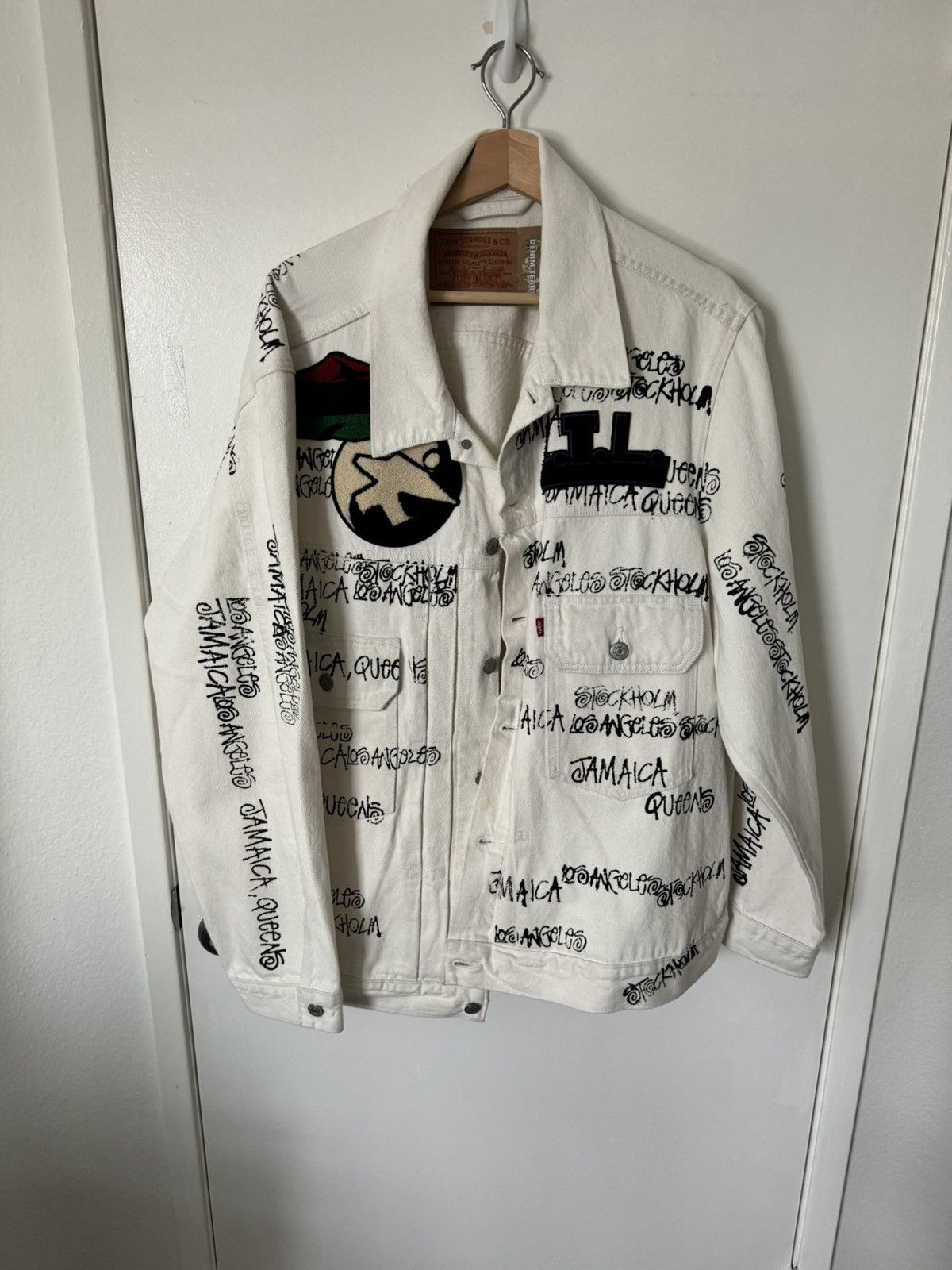 image of Denim Tears x Levis Denim Jacket in White, Men's (Size 2XL)