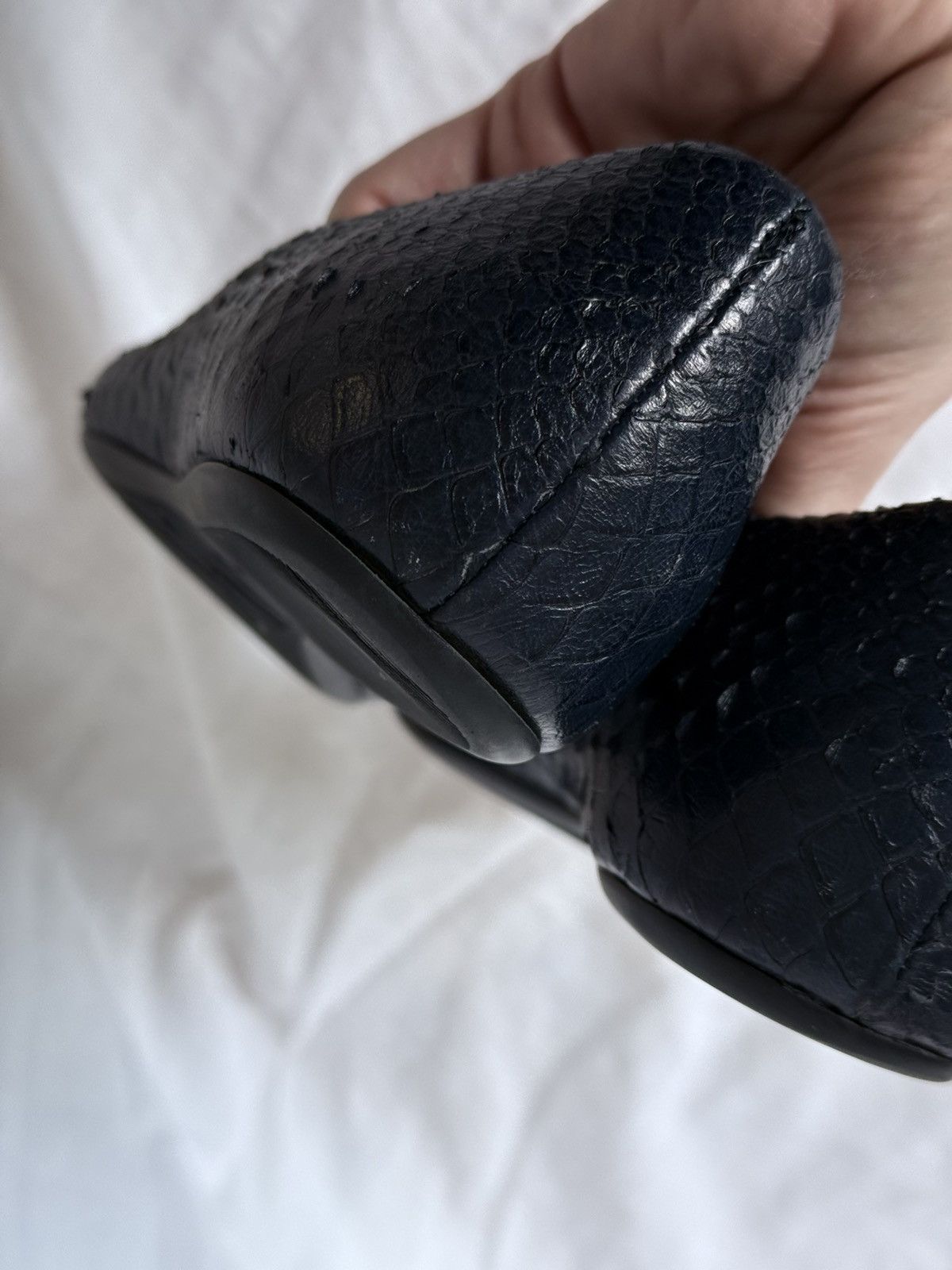 Dior × Vintage Dior Snakeskin Pattern Leather Navy LOGO CD ballet flats Size US 6 / IT 36 - 11 Thumbnail