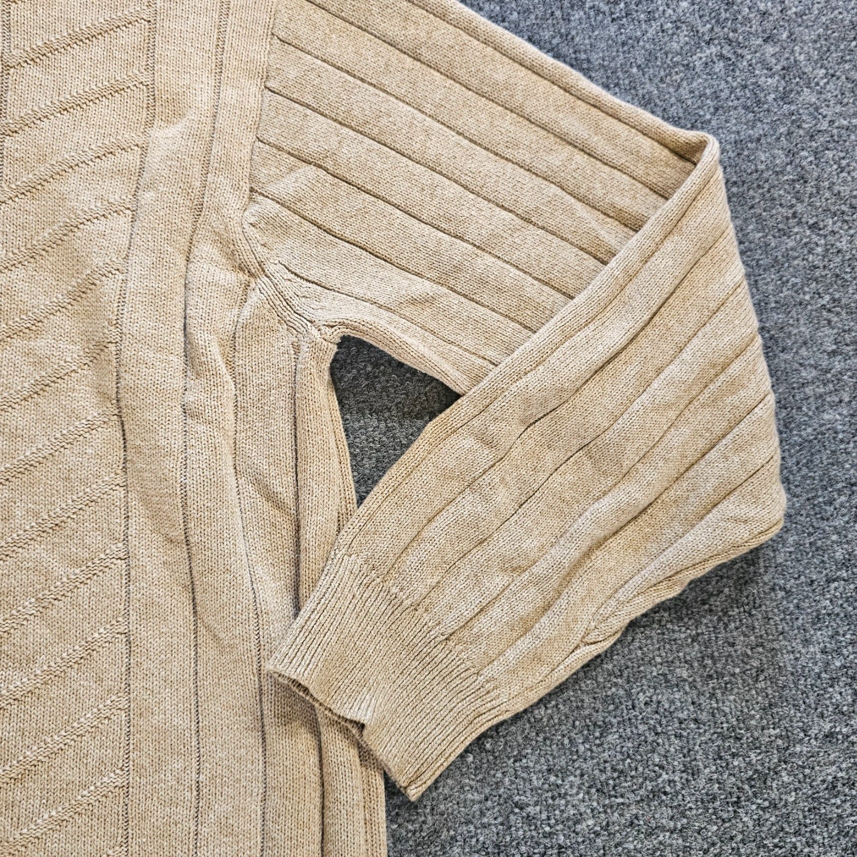 Oscar De La Renta Oscar de la Renta Cardigan Sweater Men 2XL Beige Cable Knit Full Zip Sherpa Casual Mens Size US XXL / EU 58 / 5 - 4 Thumbnail