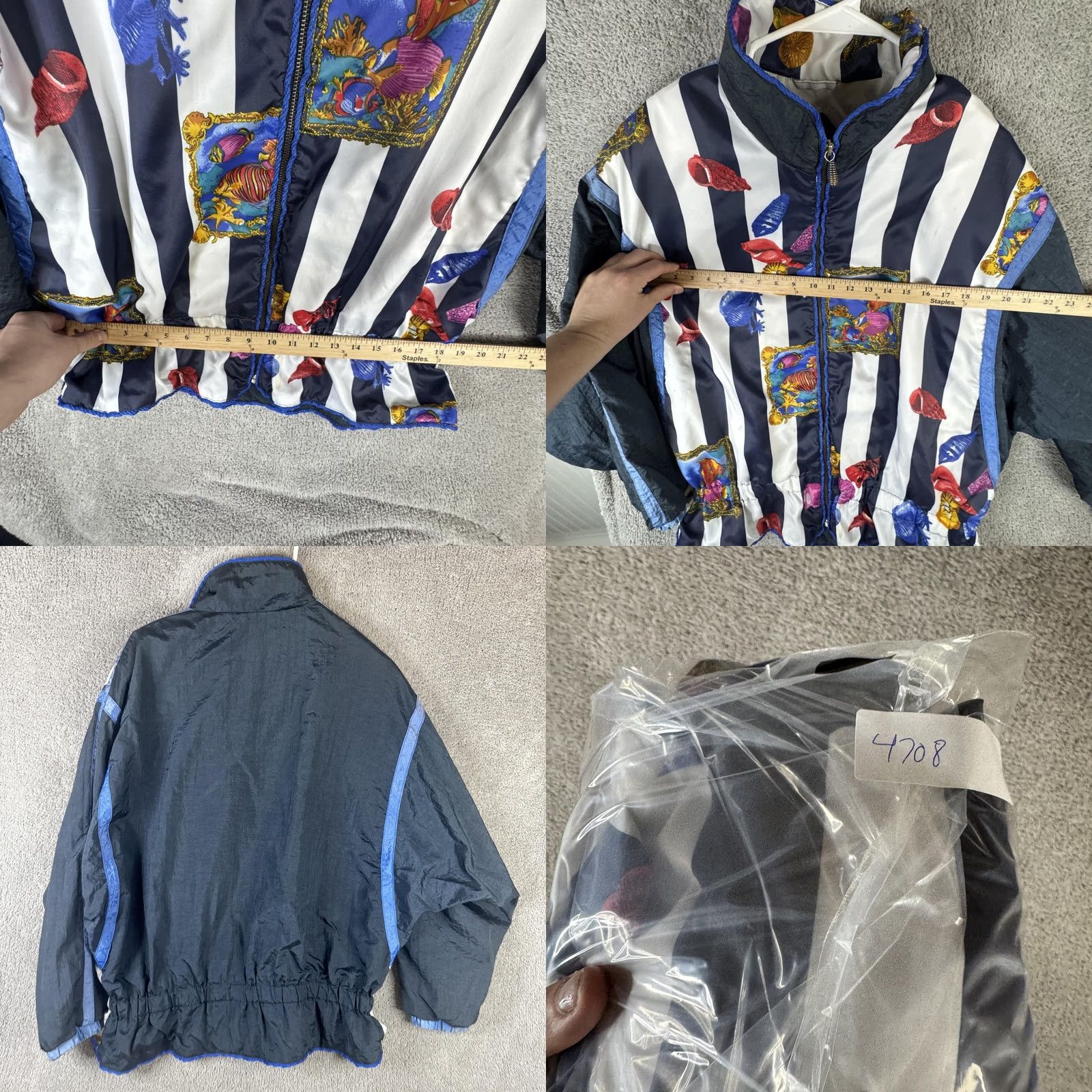 Vintage VINTAGE RZR Original Jacket Womens L Blue Seashell Full Zip Windbreaker Size L / US 10 / IT 46 - 9 Thumbnail
