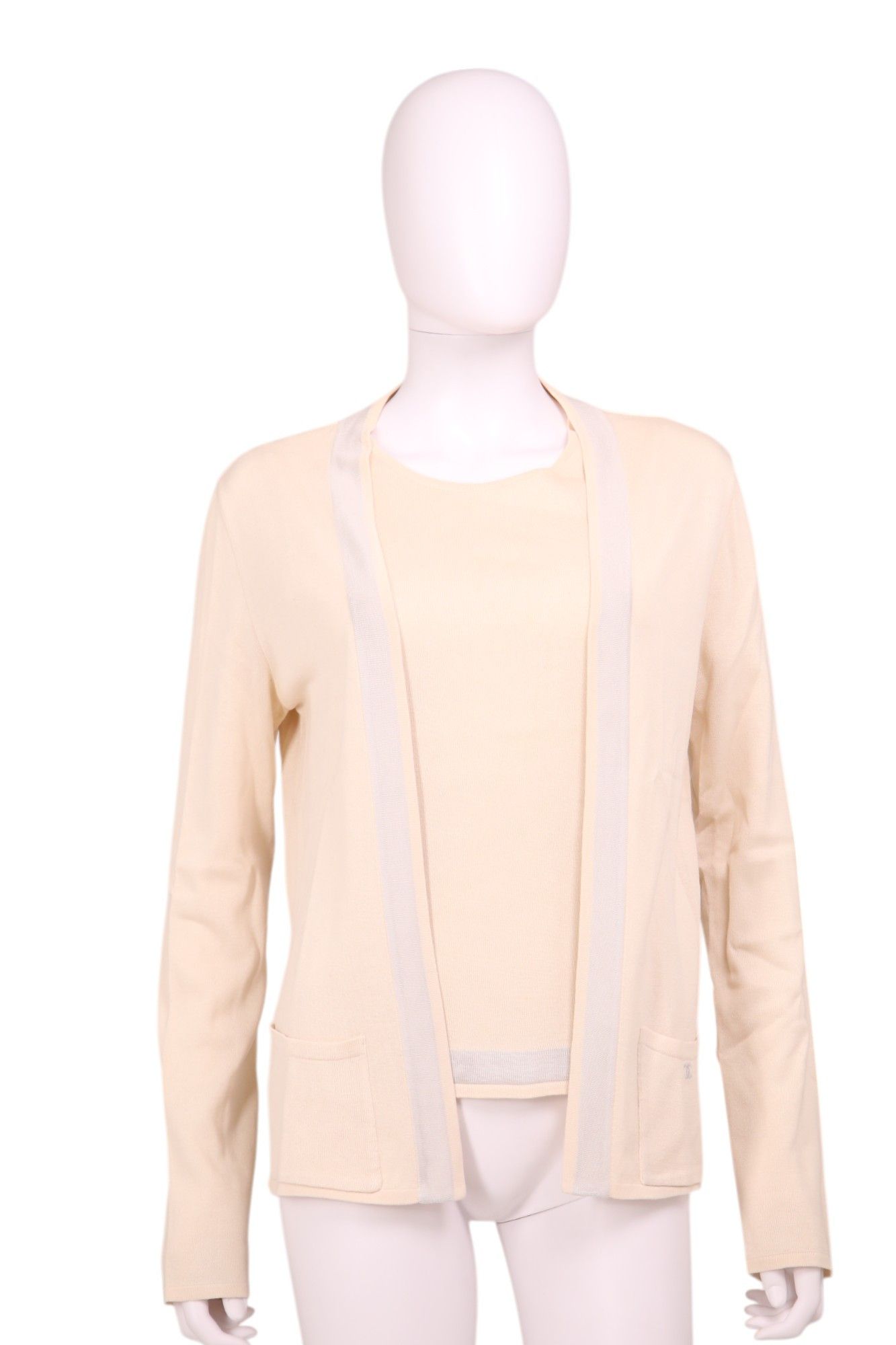 Chanel × Karl Lagerfeld S/S 2003 Cream Knit Twinset Size M / US 6-8 / IT 42-44 - 1 Thumbnail