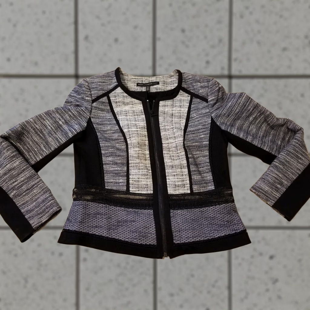 White House Black Market VINTAGE White House Black Market Jacket Womens 6 Black Gray White Polyester Basic Jacket Women Girls Mens Size M / US 6-8 / IT 42-44 - 1 Thumbnail