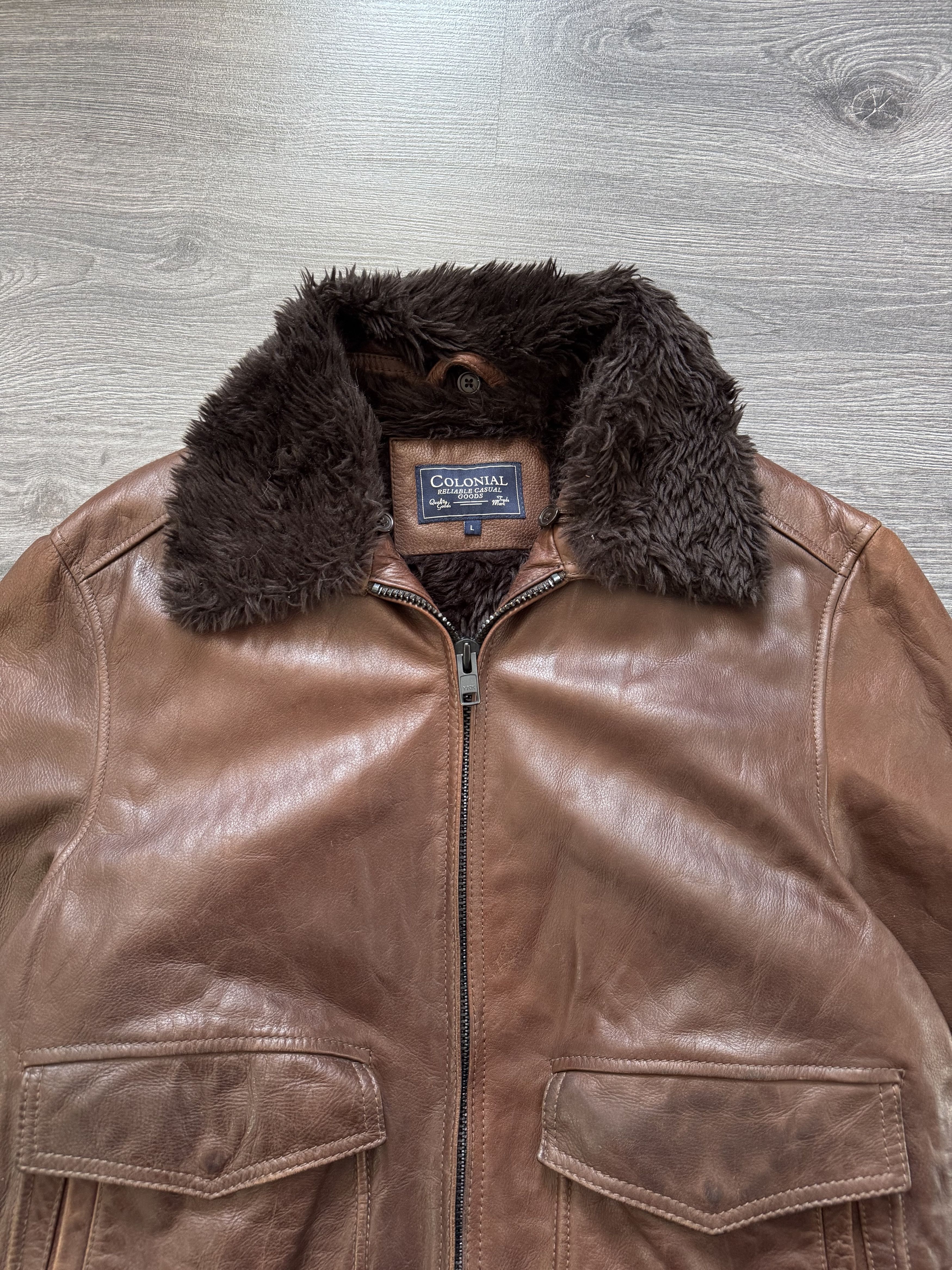 Leather Vintage A2 Leather Bomber Jacket with Faux Fur Lining Size US L / EU 52-54 / 3 - 4 Thumbnail