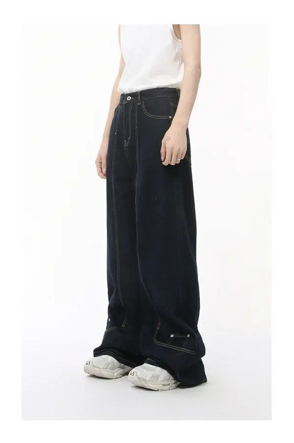 VIBE Japanese retro deconstructed wide-leg straight jeans trend Size US 32 / EU 48 - 3 Thumbnail