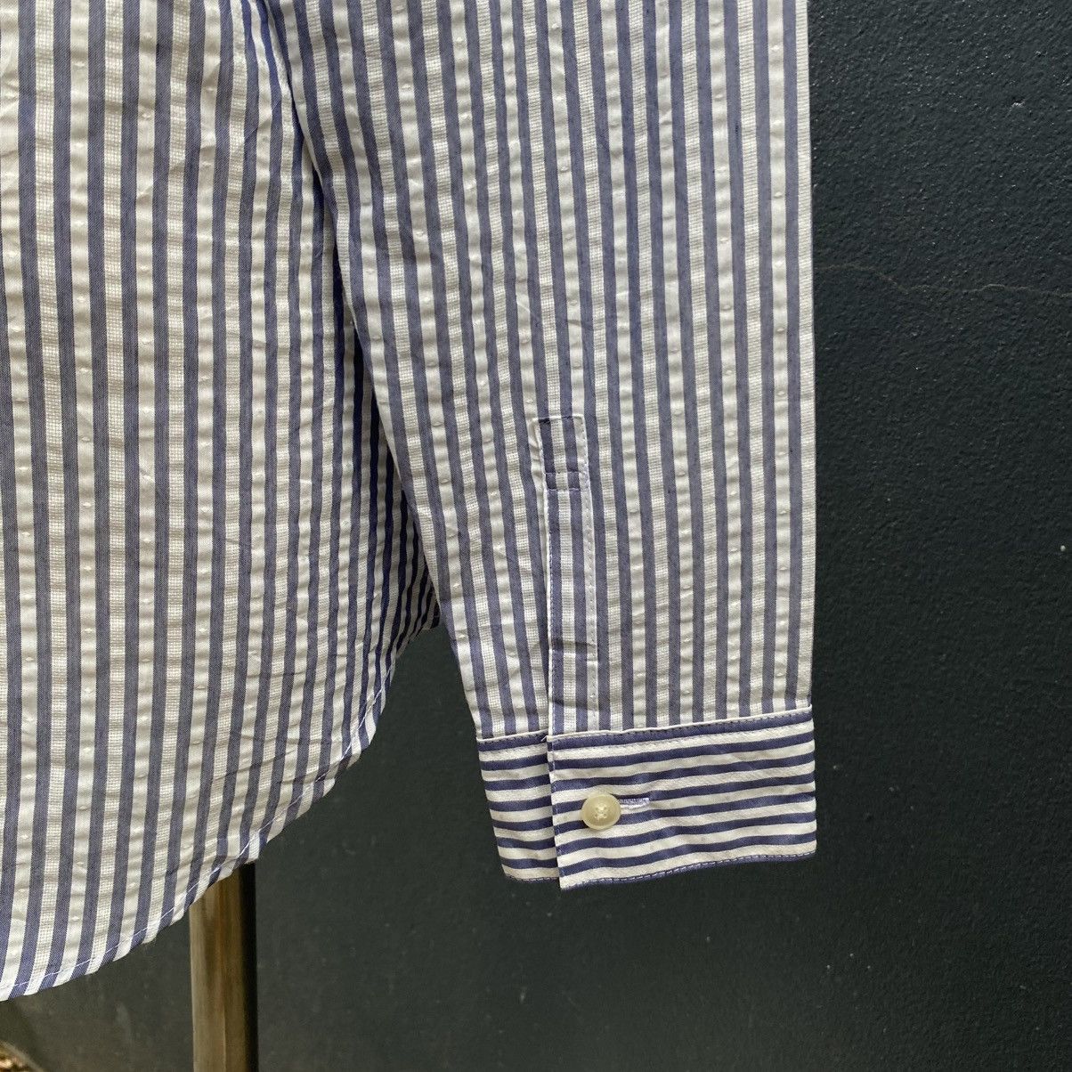 Ne-Net Ne-net Blue and White Striped Ruffle Front Shirt Size US L / EU 52-54 / 3 - 18 Thumbnail