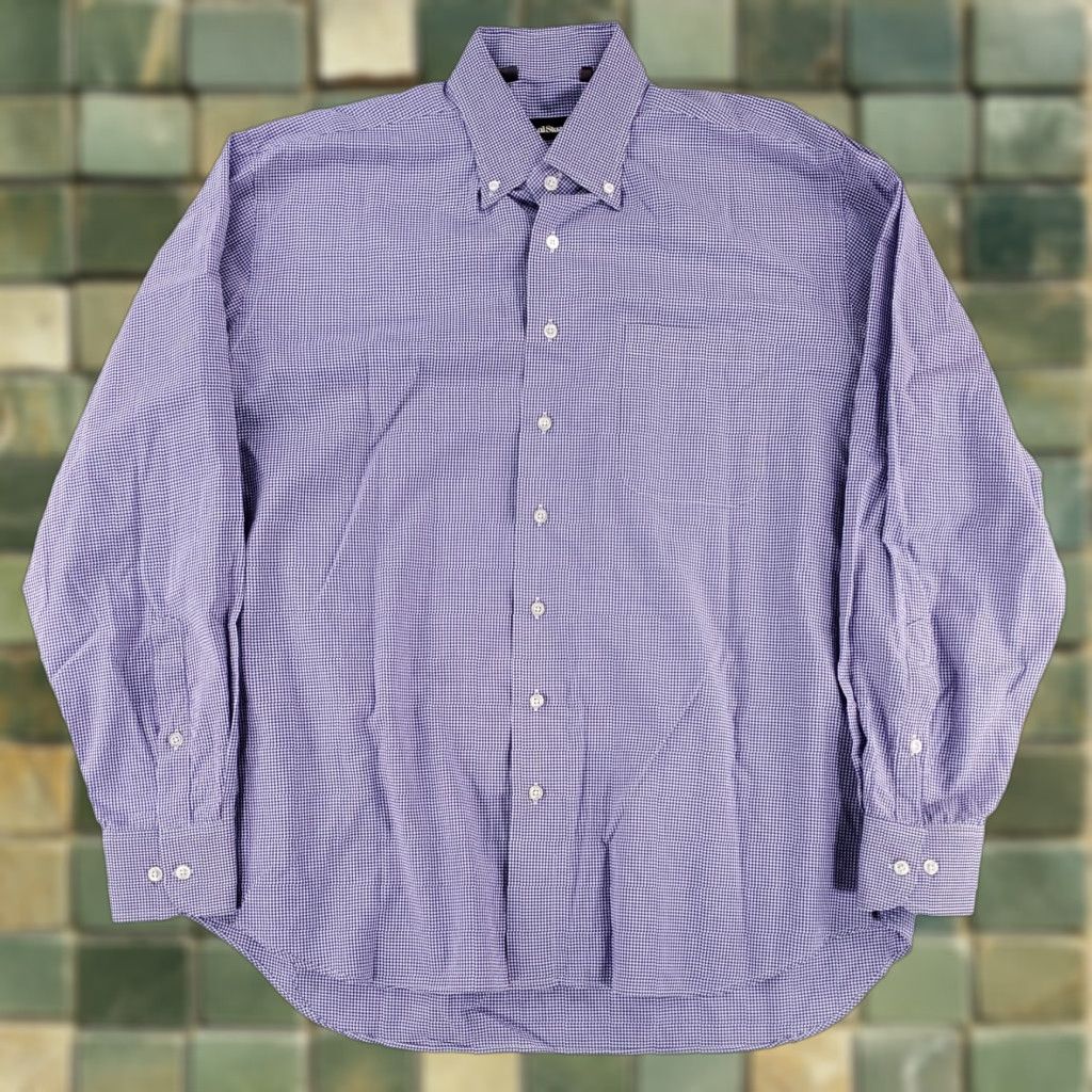 Paul Stuart Paul Stuart Button Down Shirt Long Sleeve Blue Check Made Canada Mens XL Size US XL / EU 56 / 4 - 1 Thumbnail