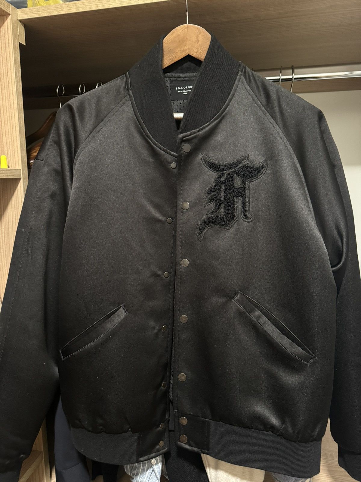 Fear of God Fifth Collection Satin Manuel Baseball Jacket | Grailed