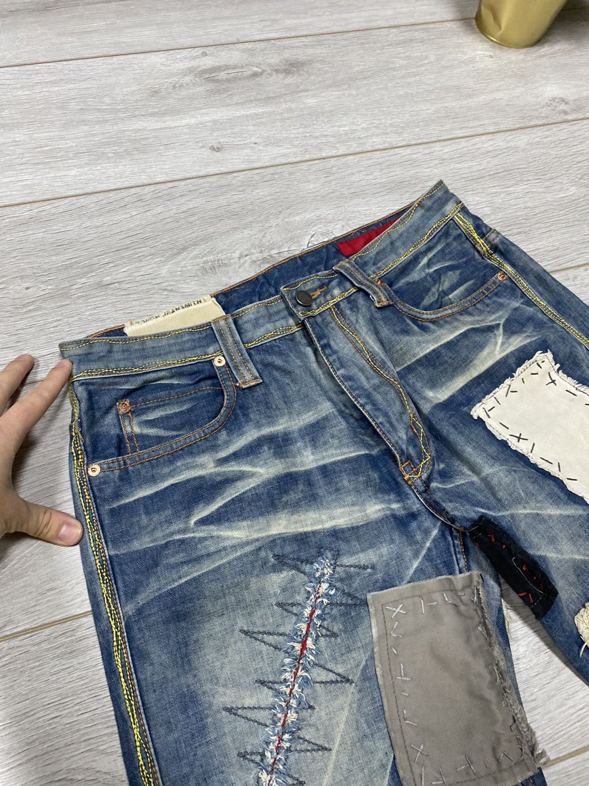 Vintage Tough jeansmith patchwork military denim jeans Size US 32 / EU 48 - 6 Thumbnail