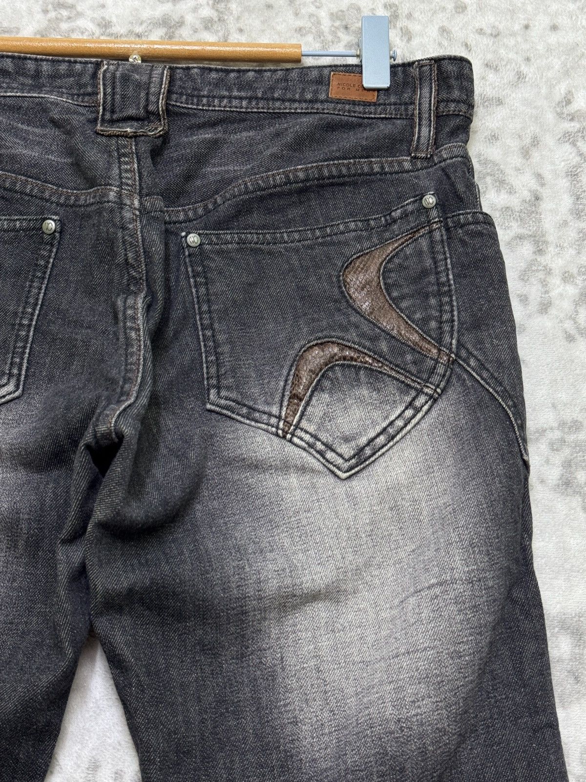 Nicole Club Vintage Nicole Club For Men Snake Pattern Flared Denim Jeans Size US 31 - 13 Thumbnail