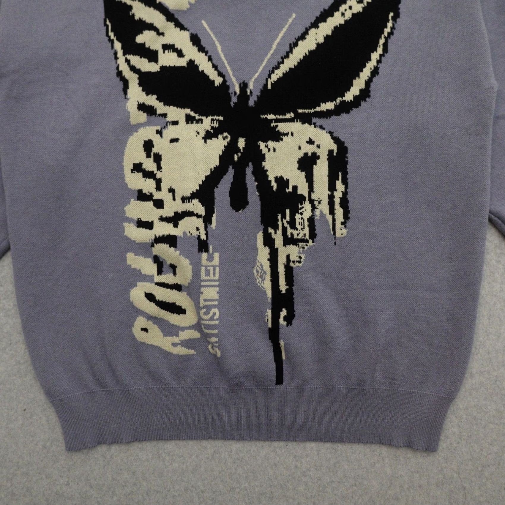 Round Two Round Two Satisthiec Sweater Mens Large (22X25) Blue Butterfly Knit Pullover Size US L / EU 52-54 / 3 - 7 Thumbnail