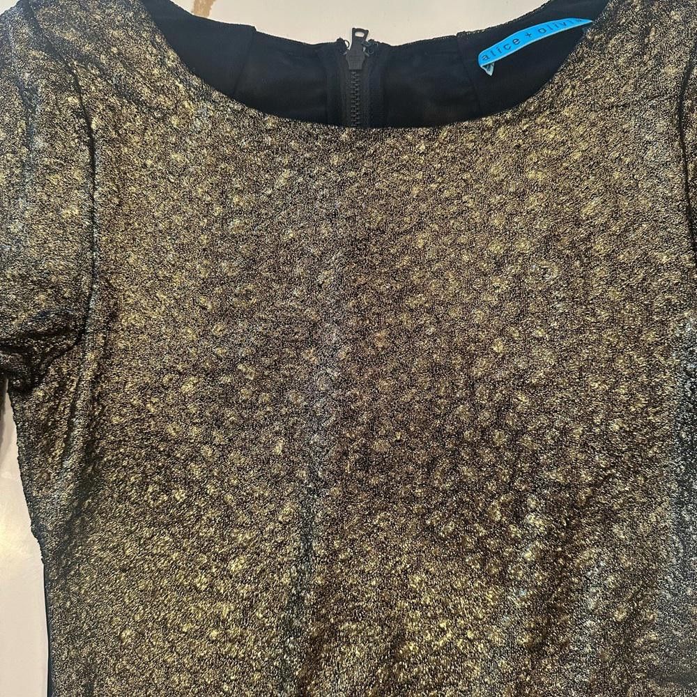 Designer Alice + Olivia Selma Metallic Bronze Bodycon Dress Small Size S / US 4 / IT 40 - 6 Thumbnail