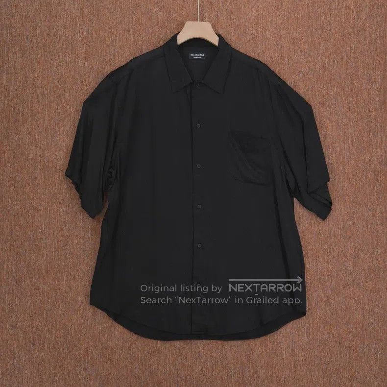 Balenciaga Balenciaga size 39 Black Silk Short Sleeve Shirt Size US M / EU 48-50 / 2 - 1 Thumbnail