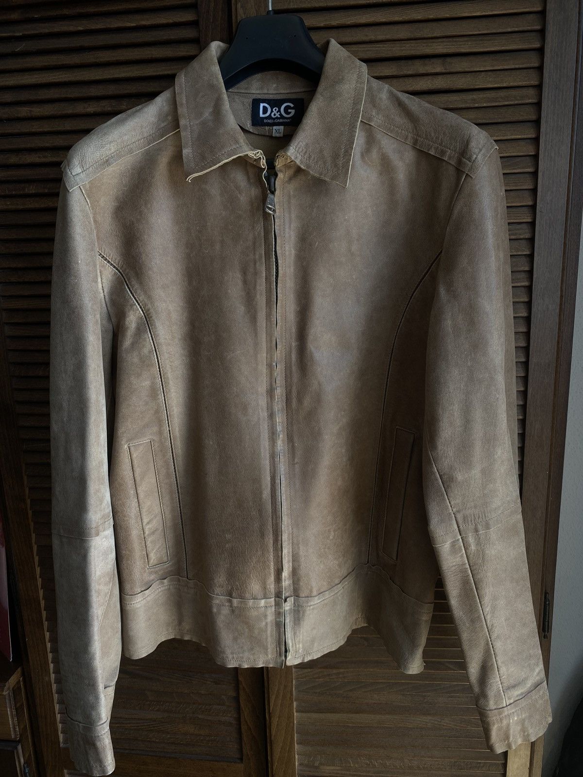 Dolce & Gabbana 2000s Dolce & Gabbana Beige Rodeo Leather Jacket Size US XL / EU 56 / 4 - 4 Thumbnail