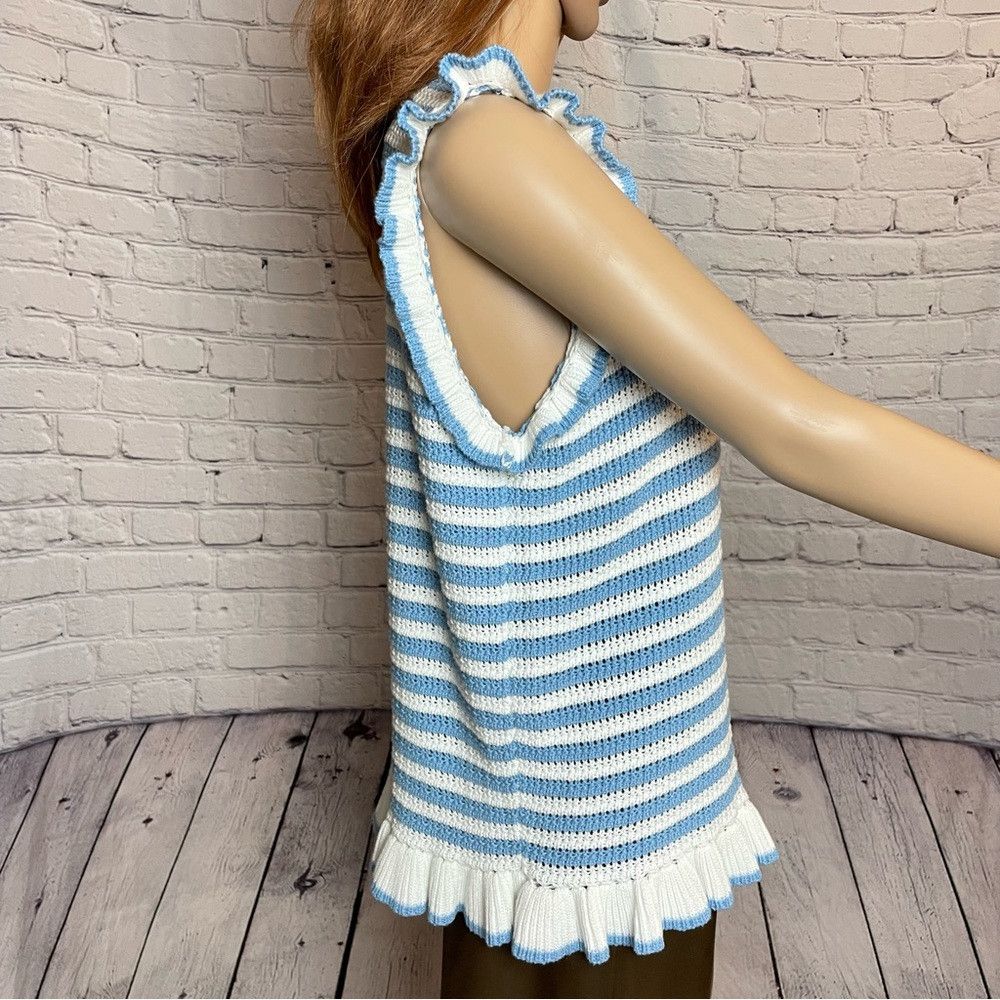 Other NWT New Design 365 Striped Blue White Cotton Knit Top Size Size M / US 6-8 / IT 42-44 - 3 Thumbnail