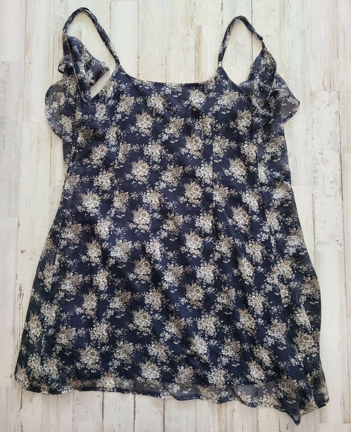 Designer Grade And Gather Top Small Deep V Neck Blue Floral Tank Size S / US 4 / IT 40 - 2 Thumbnail