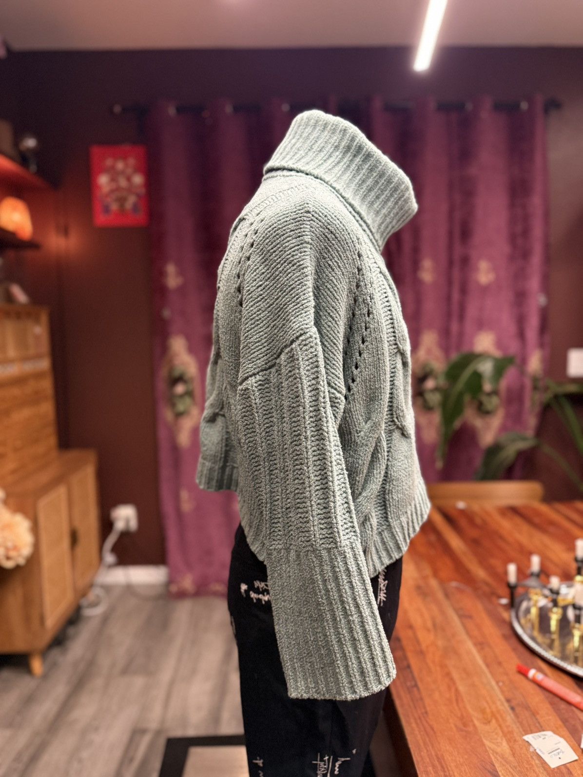 Other Chunky Cable Knit Turtleneck Sweater – Sage Green Size M / US 6-8 / IT 42-44 - 5 Thumbnail
