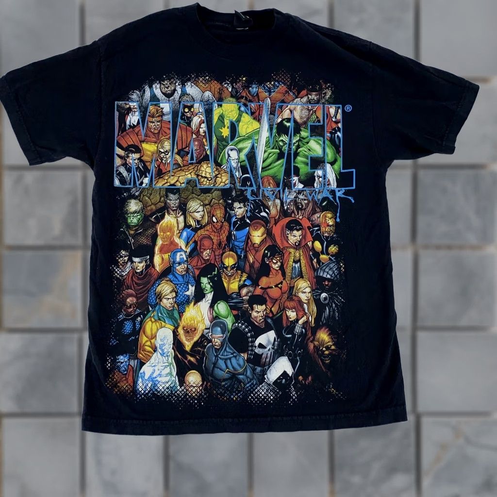 Vintage Marvel Civil War Shirt Mens M/L Black Mad Engine Superhero Comic Book Tee Hero Size US M / EU 48-50 / 2 - 1 Thumbnail