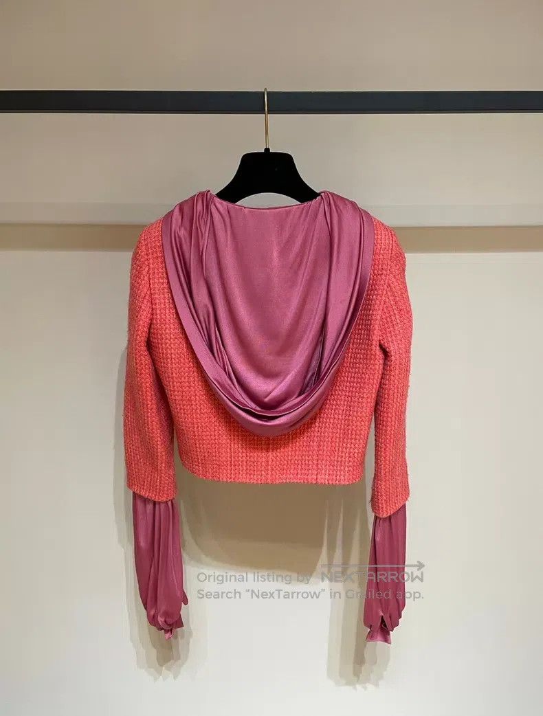 Chanel Chanel Watermelon red colour-blocked tweed hooded jacket Size XXS / US 00 / IT 34 - 6 Thumbnail