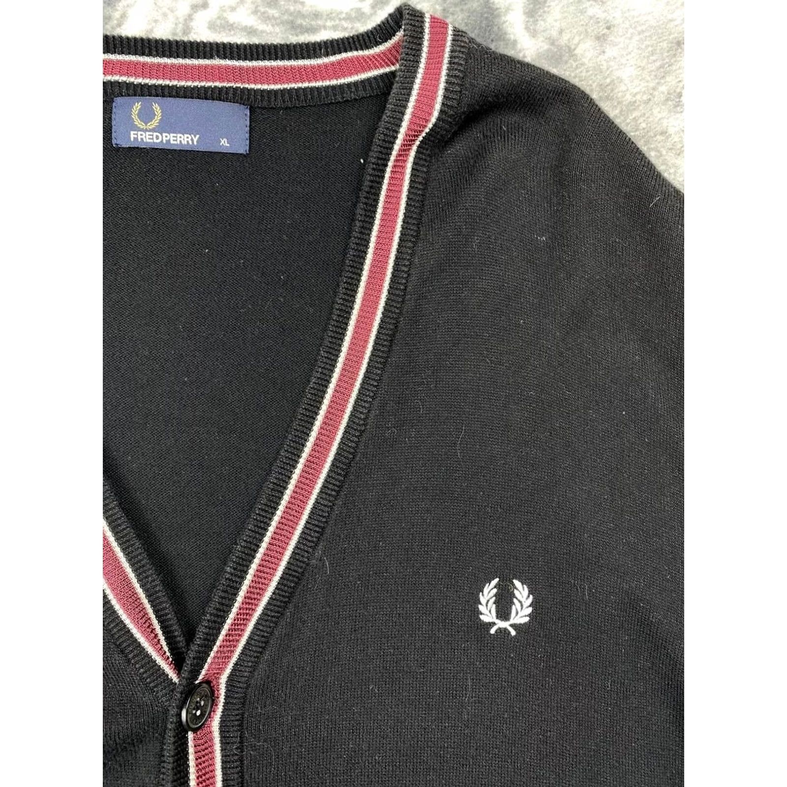 Fred Perry VINTAGE Fred Perry Cardigan Mens XL Black Knit Cardigan Logo Cotton Wool Winter Spring Fall Size US XL / EU 56 / 4 - 3 Thumbnail