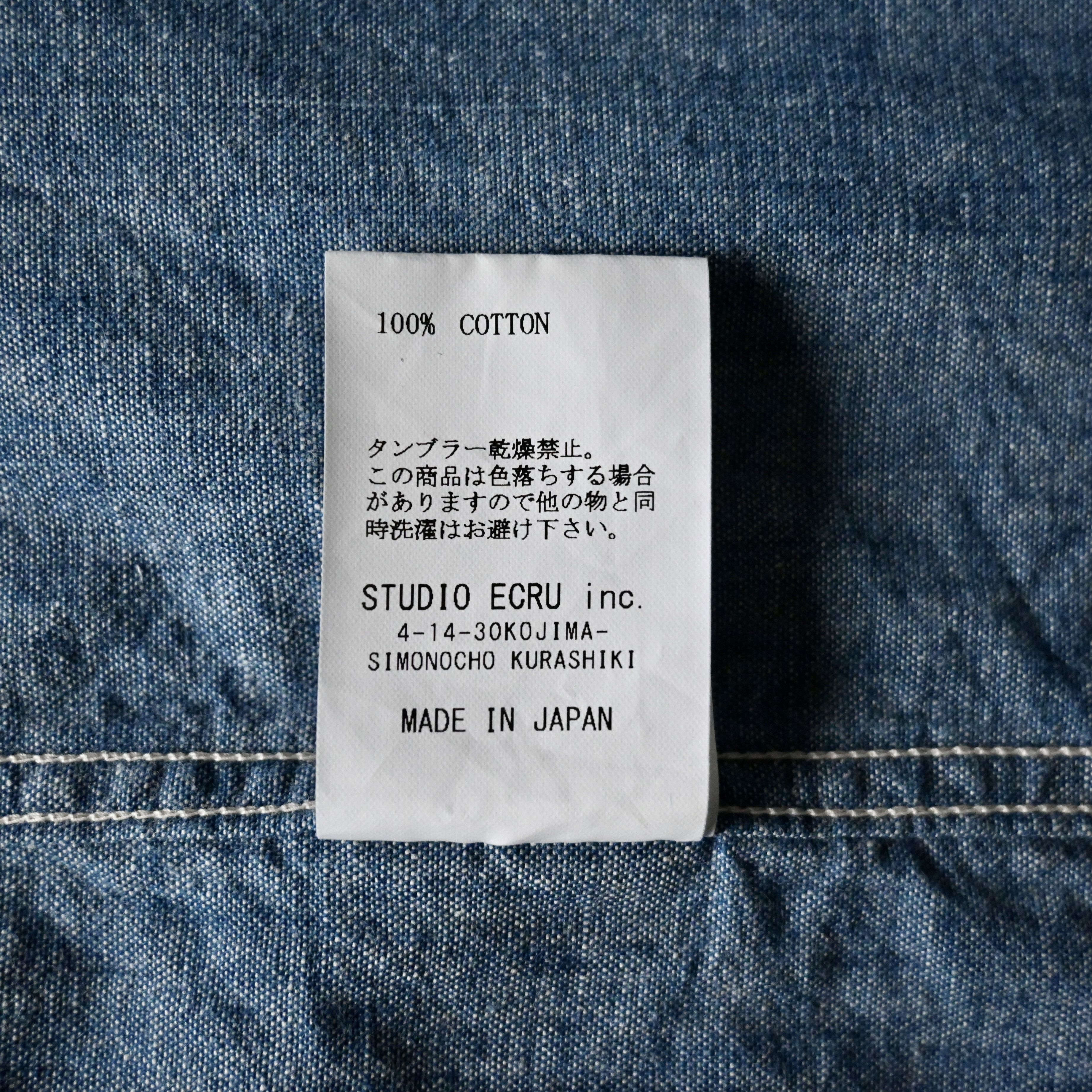 FOB Factory chambray band collar work shirt, made in Japan
