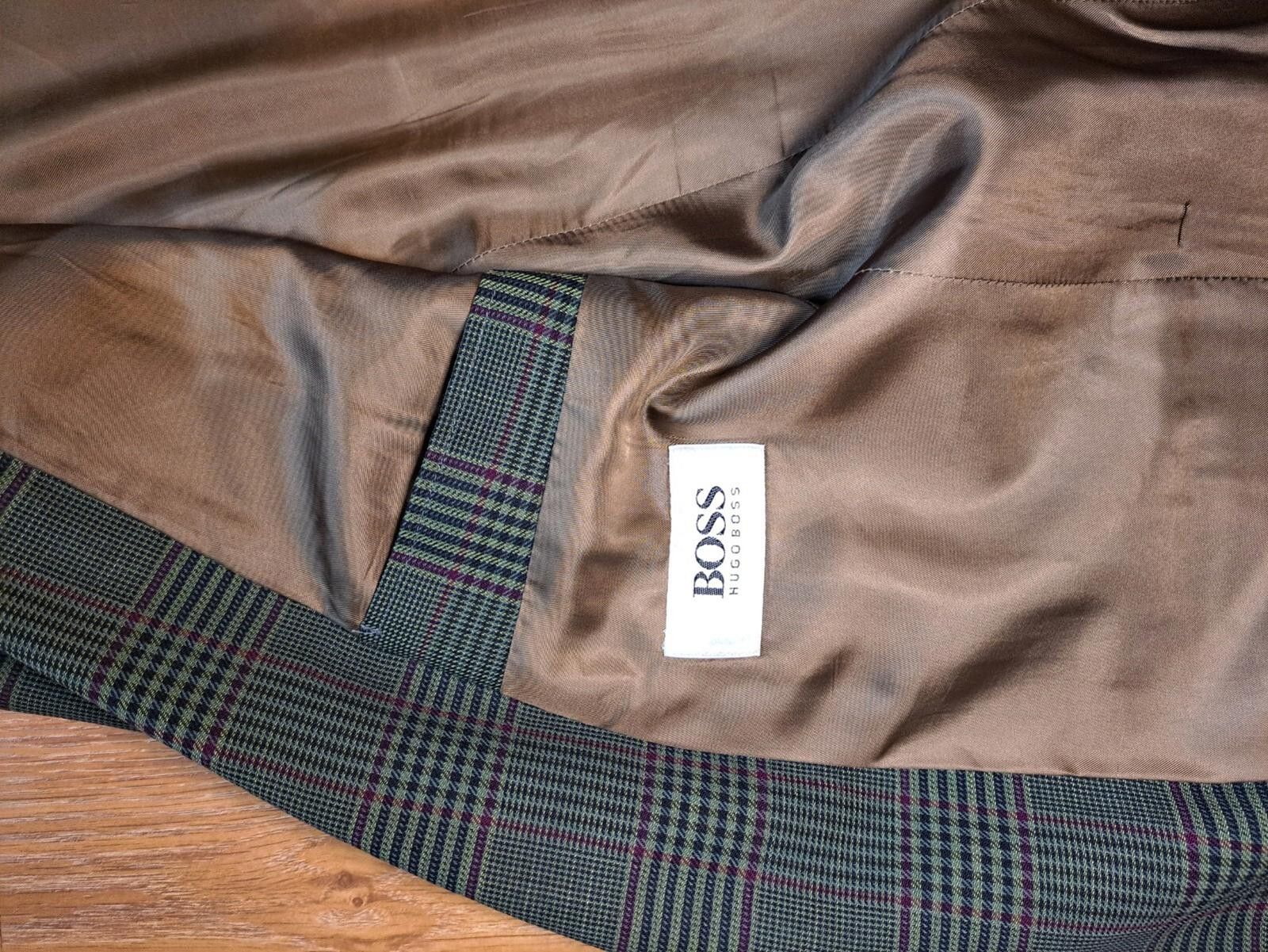Hugo Boss VIRGIN WOOL Hugo Boss Sport Coat 42L Long Green Glen Plaid Size 42L - 10 Thumbnail