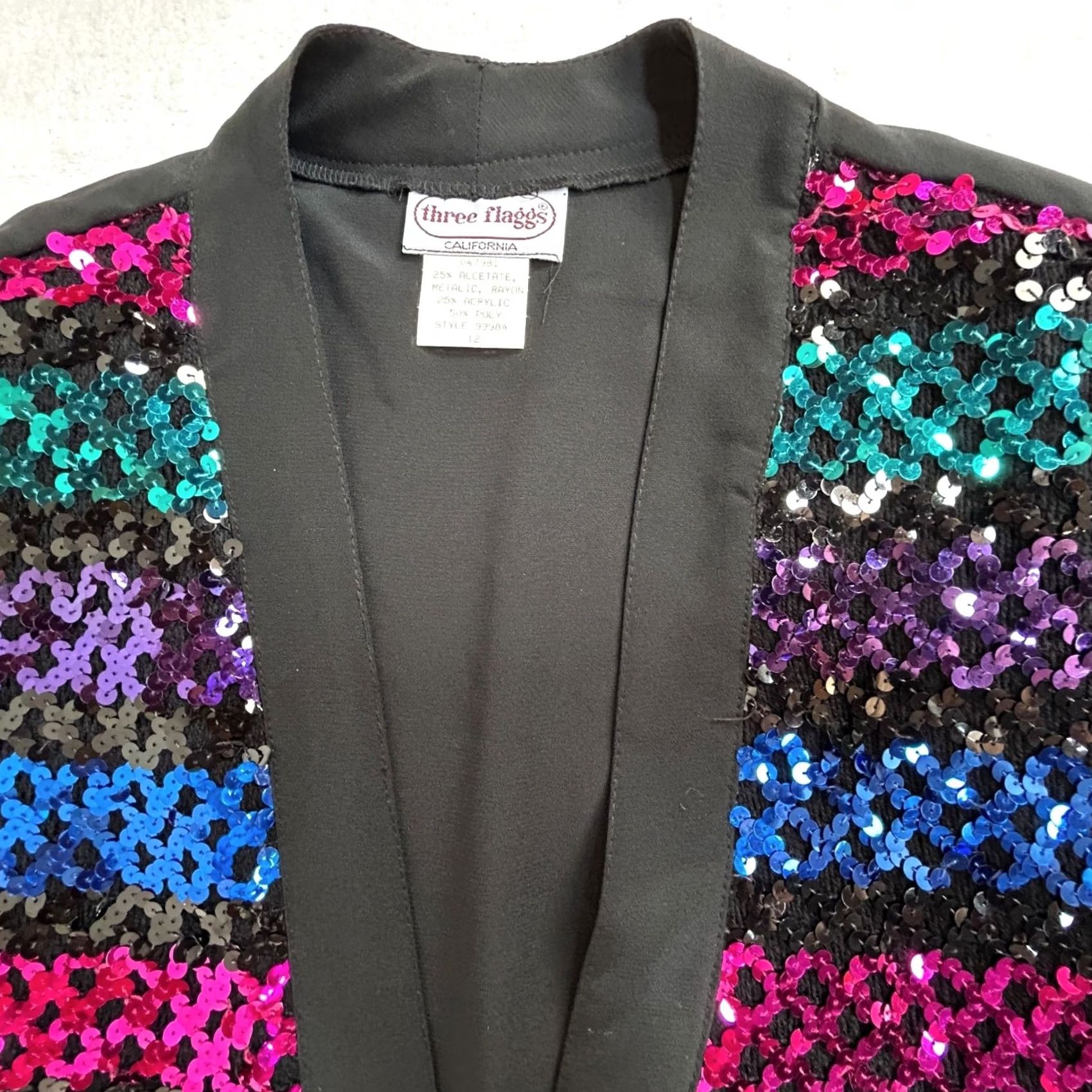 Vintage VINTAGE Three Flags California Women Striped Metallic Sequin Cardigan Sweater 12 Size XL / US 12-14 / IT 48-50 - 5 Thumbnail