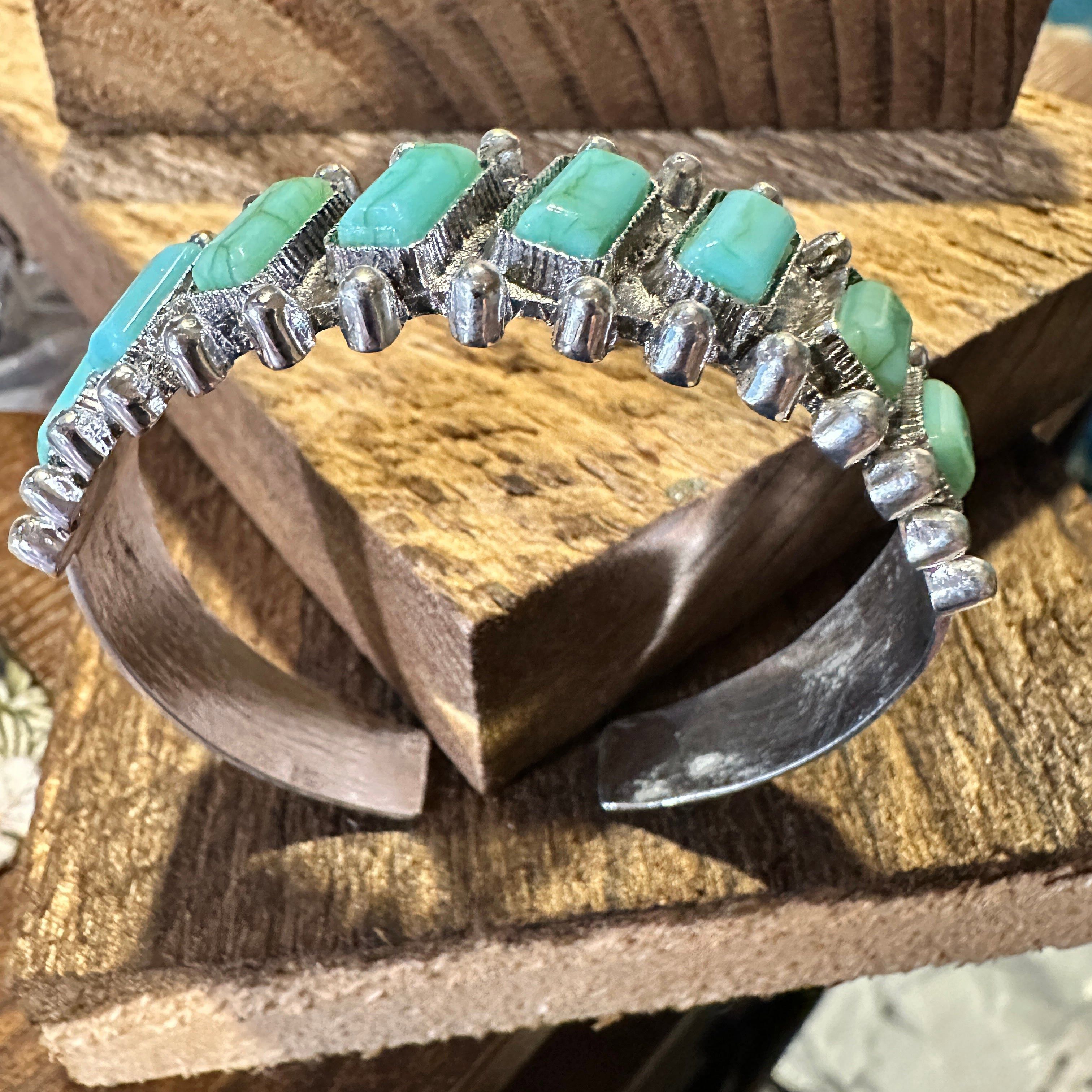 Other Boho Chic Vintage Southwestern Hippie Open Cuff Bangle, Turq Size ONE SIZE - 5 Thumbnail