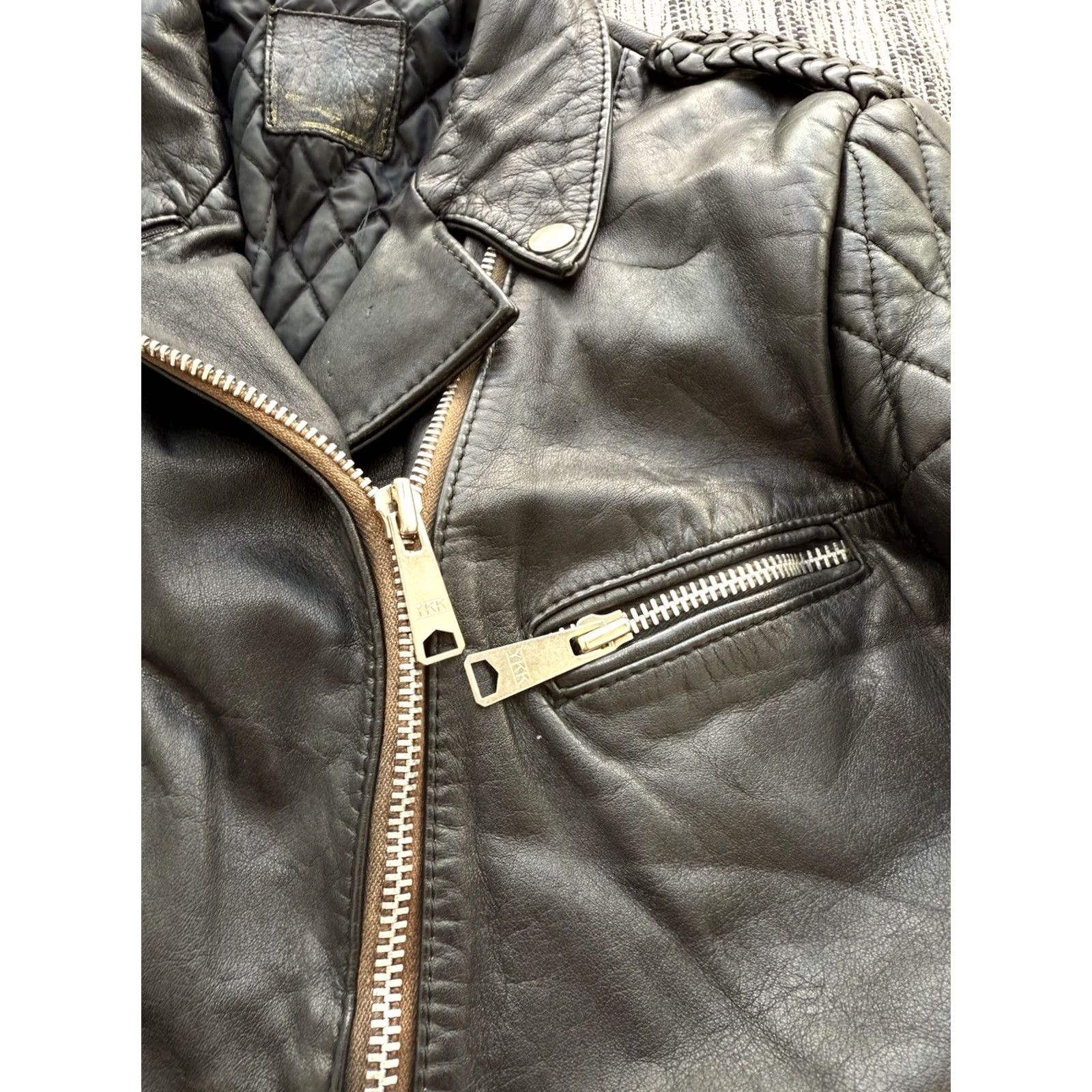 Vintage VINTAGE The Rolling Stones Leather Motorcycle Jacket Steel Wheels Tour 90s Womens Motorcycle Jacket Size 42 Black 90s Womens Size M / US 6-8 / IT 42-44 - 7 Thumbnail
