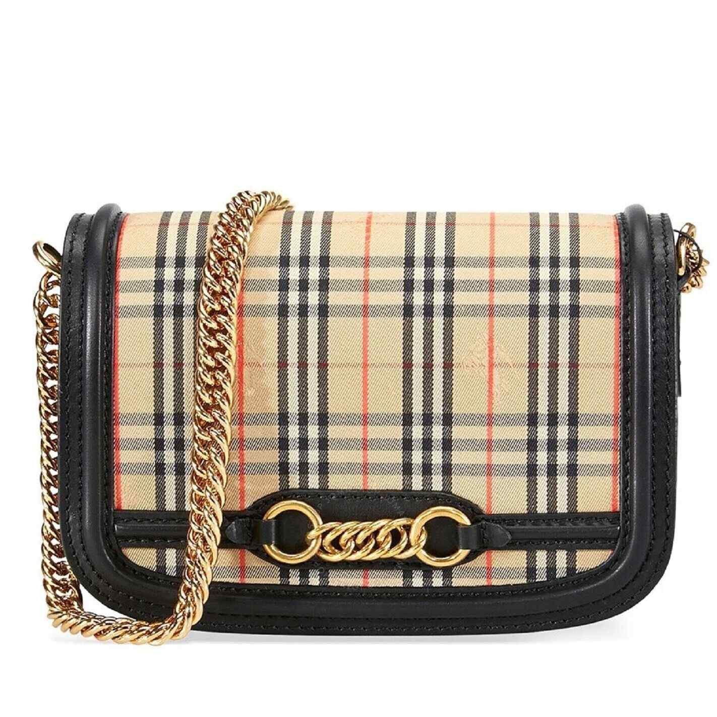 Burberry Women's House Check Canvas Small Chain Link Shoulder Bag Size ONE SIZE - 1 Thumbnail