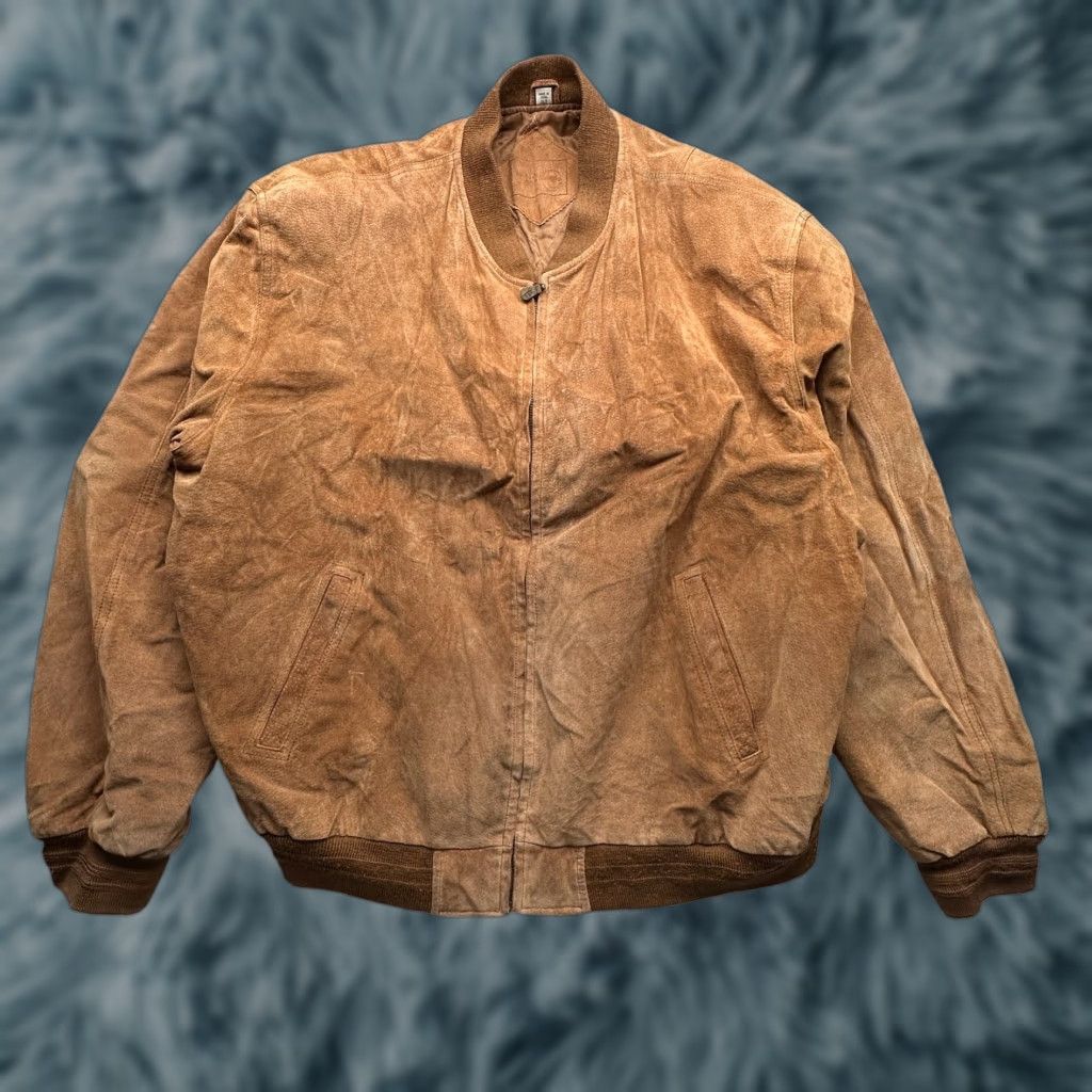 Vintage VINTAGE Outdoor Exchange Suede Leather Bomber Jacket Mens XLT Zip Lined Brown Jacket Size US XL / EU 56 / 4 - 1 Thumbnail