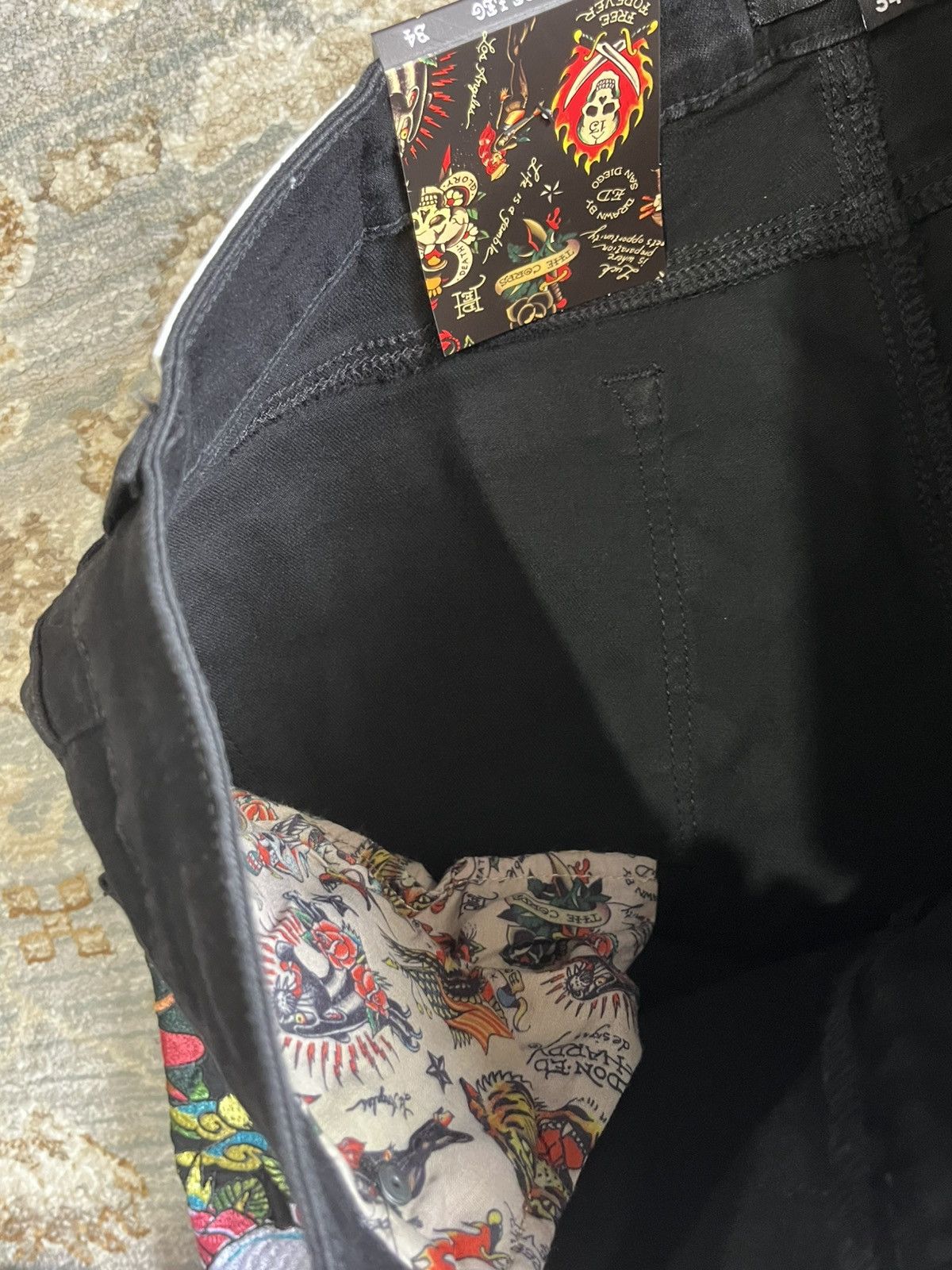 Ed Hardy BLACK ROSE SKULL BAGGY GRAPHIC ED HARDY JEANS 34x32 Size US 34 / EU 50 - 5 Thumbnail