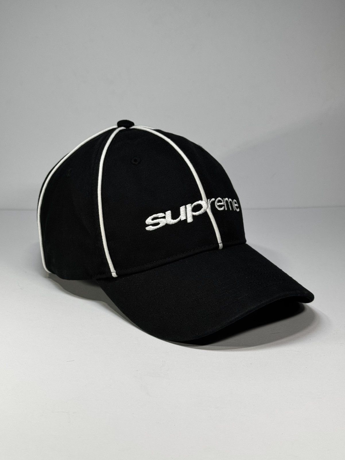 Supreme Supreme Piping 6-Panel Cap Hat Black Size ONE SIZE - 2 Thumbnail