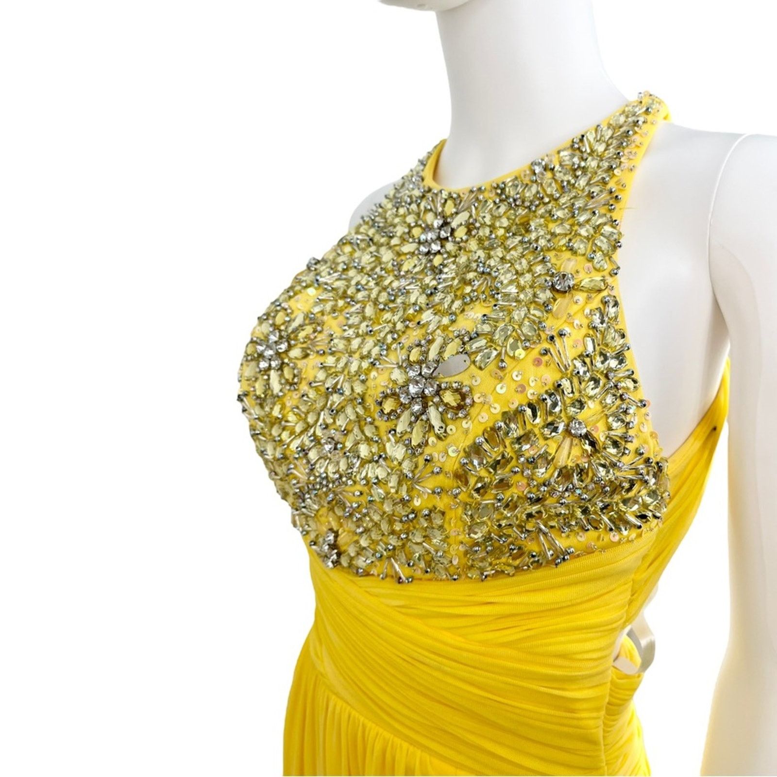 Other Terani Couture Yellow Leg Slit Sleeveless Prom Dress Size 4 Size S / US 4 / IT 40 - 5 Thumbnail