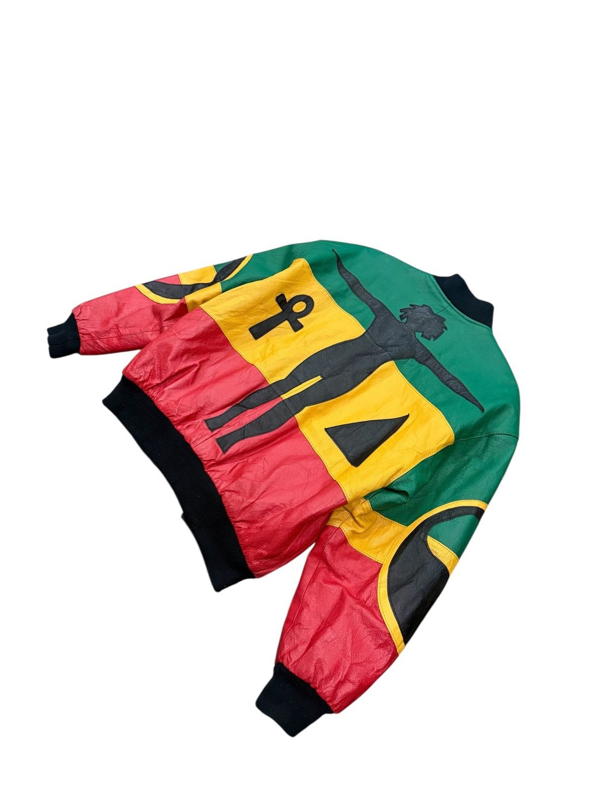 Michael Hoban RARE VINTAGE MICHAEL HOBAN RASTA LEATHER BOMBERS JACKET Size US M / EU 48-50 / 2 - 14 Thumbnail