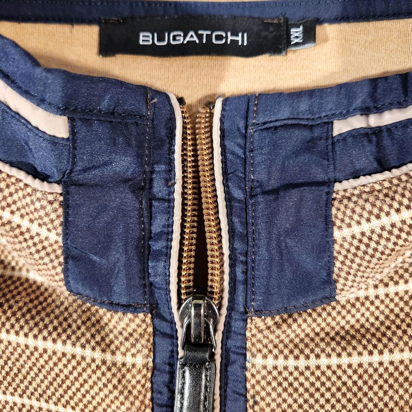 BUGATCHI VINTAGE Bugatchi Sweater Mens 2XL Brown Navy Striped PullOver Mock Neck 1/4 Zip Knit Cotton Wool Pullover Shirt Size US XXL / EU 58 / 5 - 2 Thumbnail
