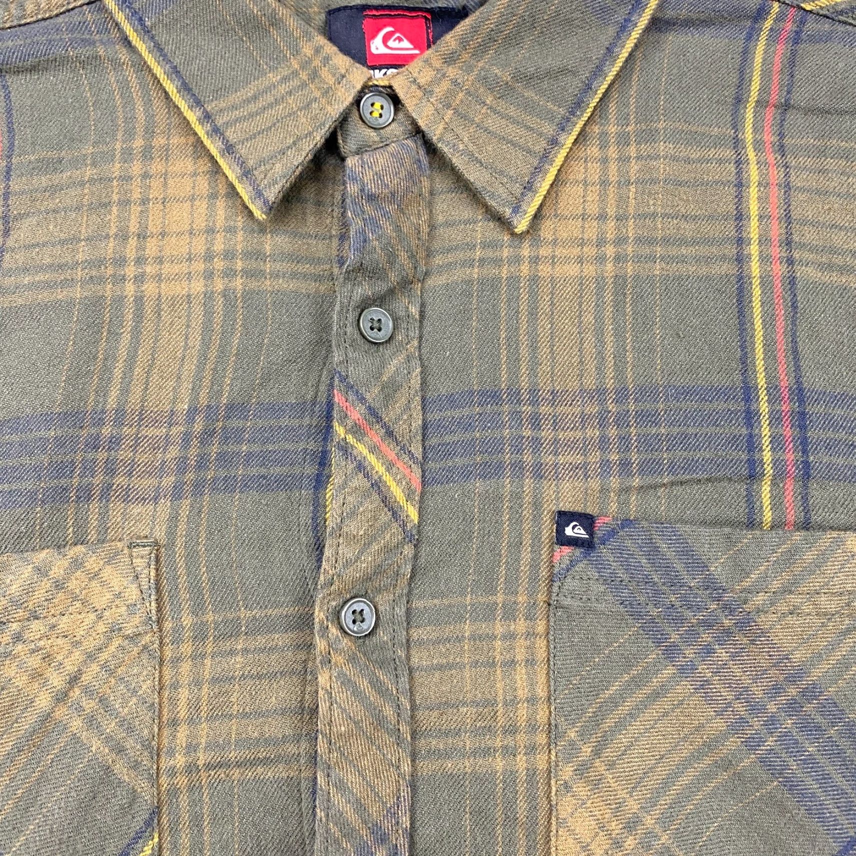 Quiksilver VINTAGE? No. Quiksilver Flannel Shirt Mens Medium Green Plaid Button Up Long Sleeve Pockets Size US XXL / EU 58 / 5 - 4 Thumbnail