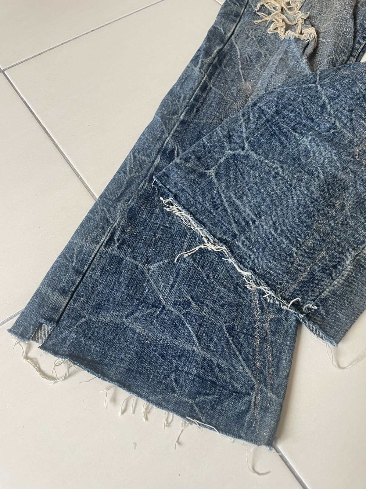 Japanese Brand Midas Multipocket Distressed Flare Jeans Size US 32 / EU 48 - 2 Thumbnail