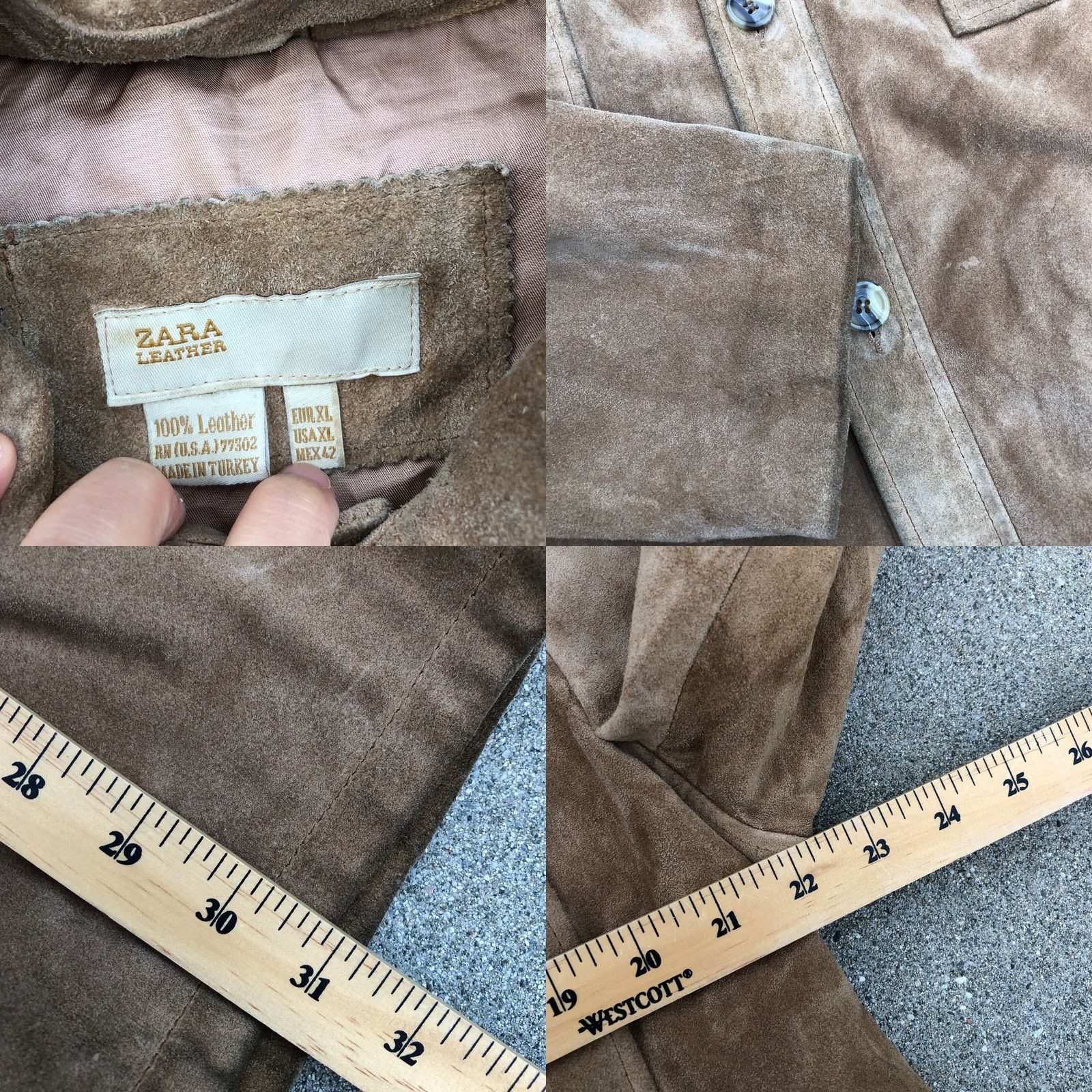 Zara VTG ZARA Leather Suede Jacket Coat Men's XL Brown Long Button Overcoat Size US XL / EU 56 / 4 - 8 Thumbnail