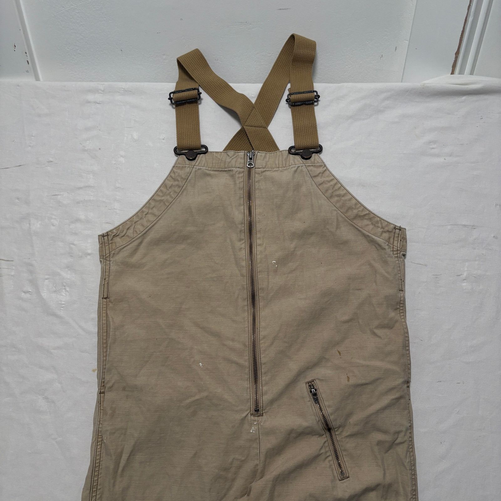 Lee VTG 50's Lee Sanforized WW2 Tanker Bibs Overalls Tan 40x25 Size US 40 / EU 56 - 3 Thumbnail
