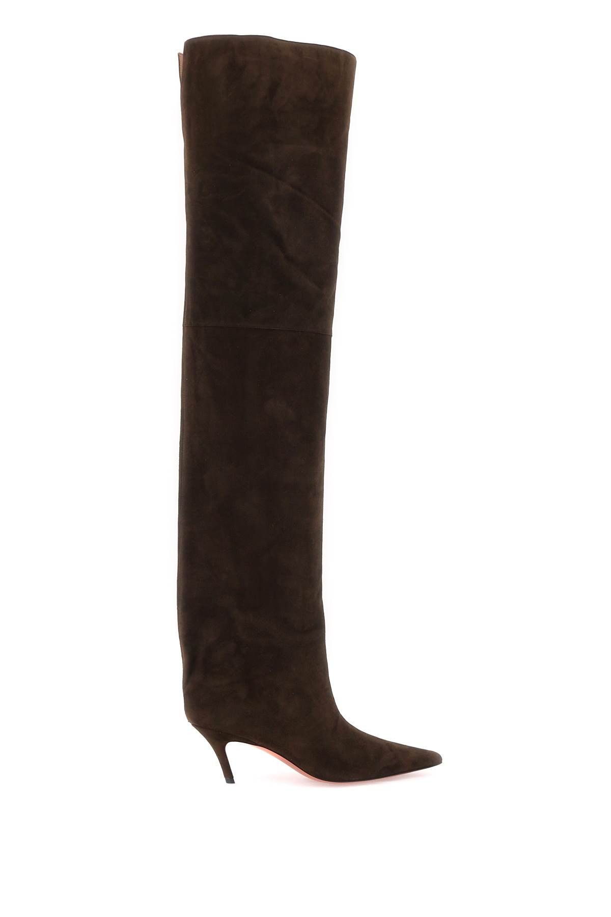 image of Amina Muaddi Fiona Thigh High Boots in Coffee, Women's (Size 8)
