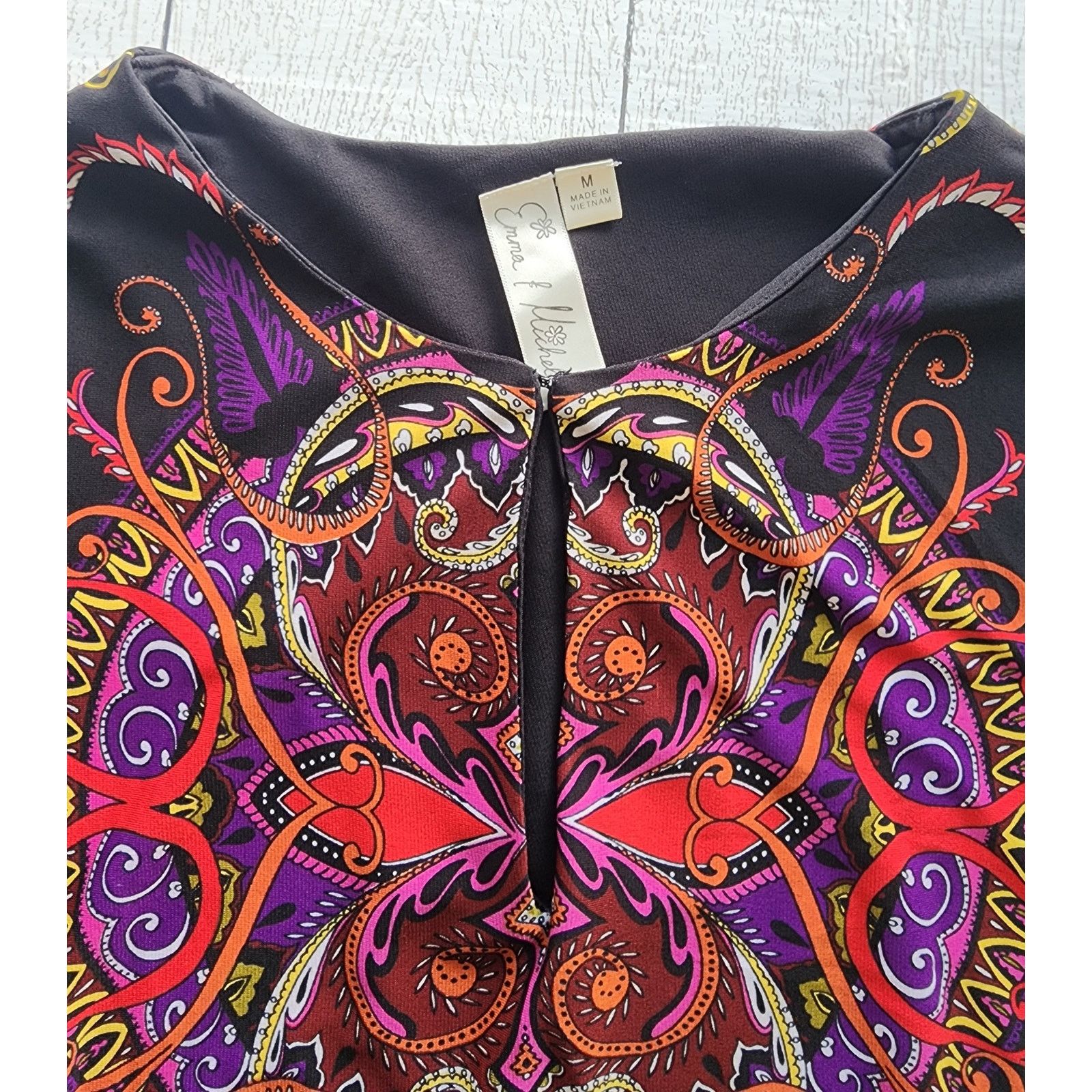 Other Emma & Michele Black Multicolor Paisley Shift Midi Dress Size M / US 6-8 / IT 42-44 - 10 Thumbnail