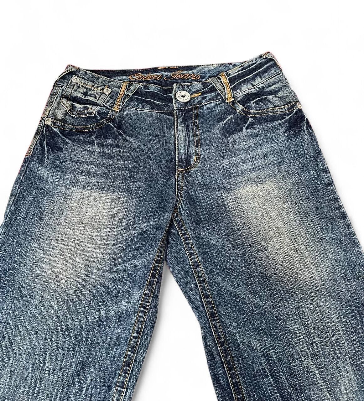 Tornado Mart Flare Colza Jeans baggy distressed clawn mark mud wash jean Size US 28 / EU 44 - 3 Thumbnail